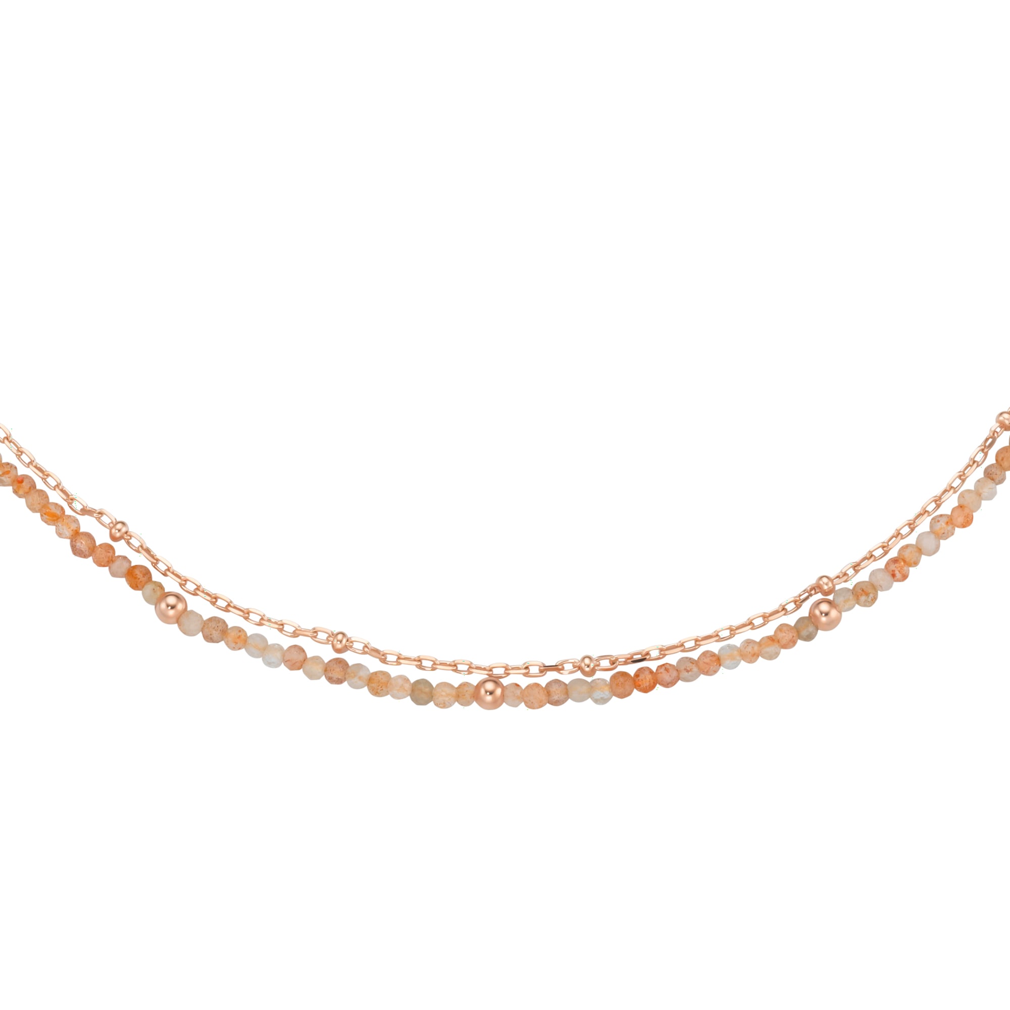 GIORGIO MARTELLO MILANO Collier »Collier mit apricotfarbigen Sonnenstein-Kugeln, Silber 925«