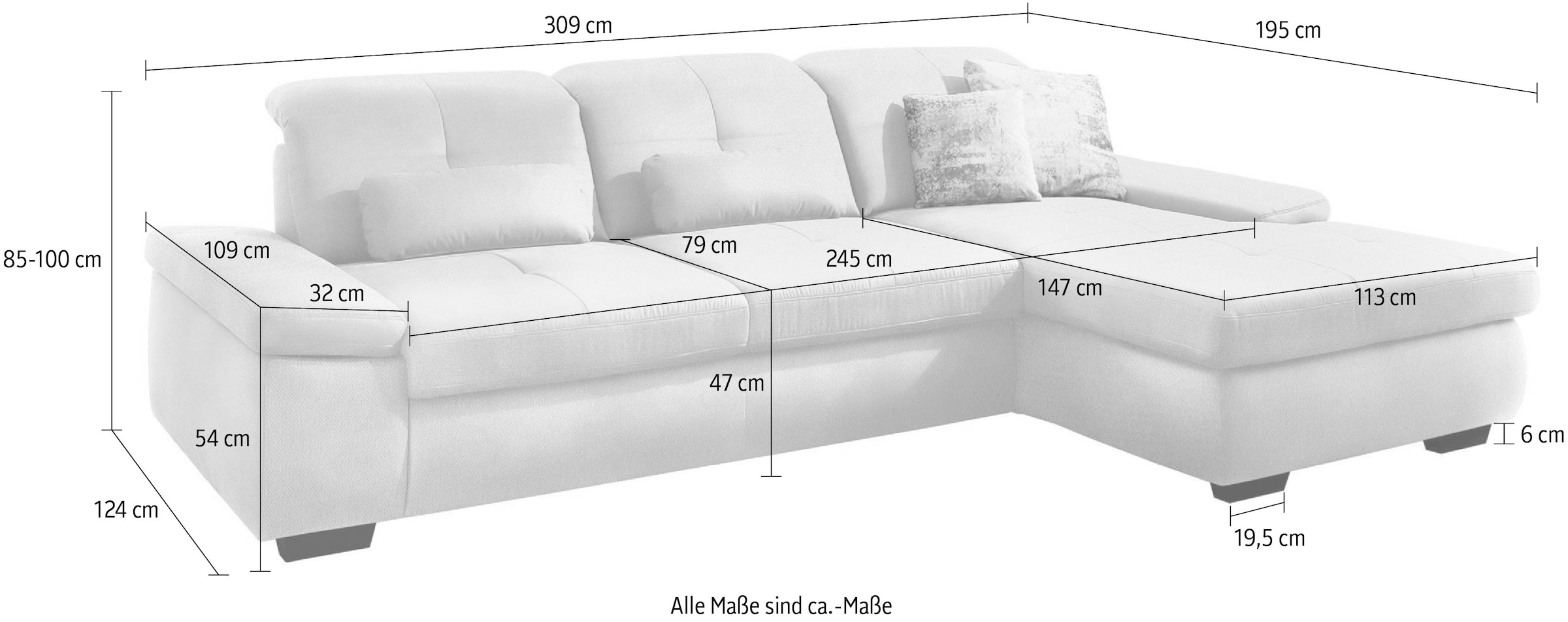 Die PlanBar Ecksofa »MP-IN16012 L-Form, mit Kaltschum-Polsterung«, inkl. Sitztiefenverstellung, wahlweise mit weiteren Funktionen
