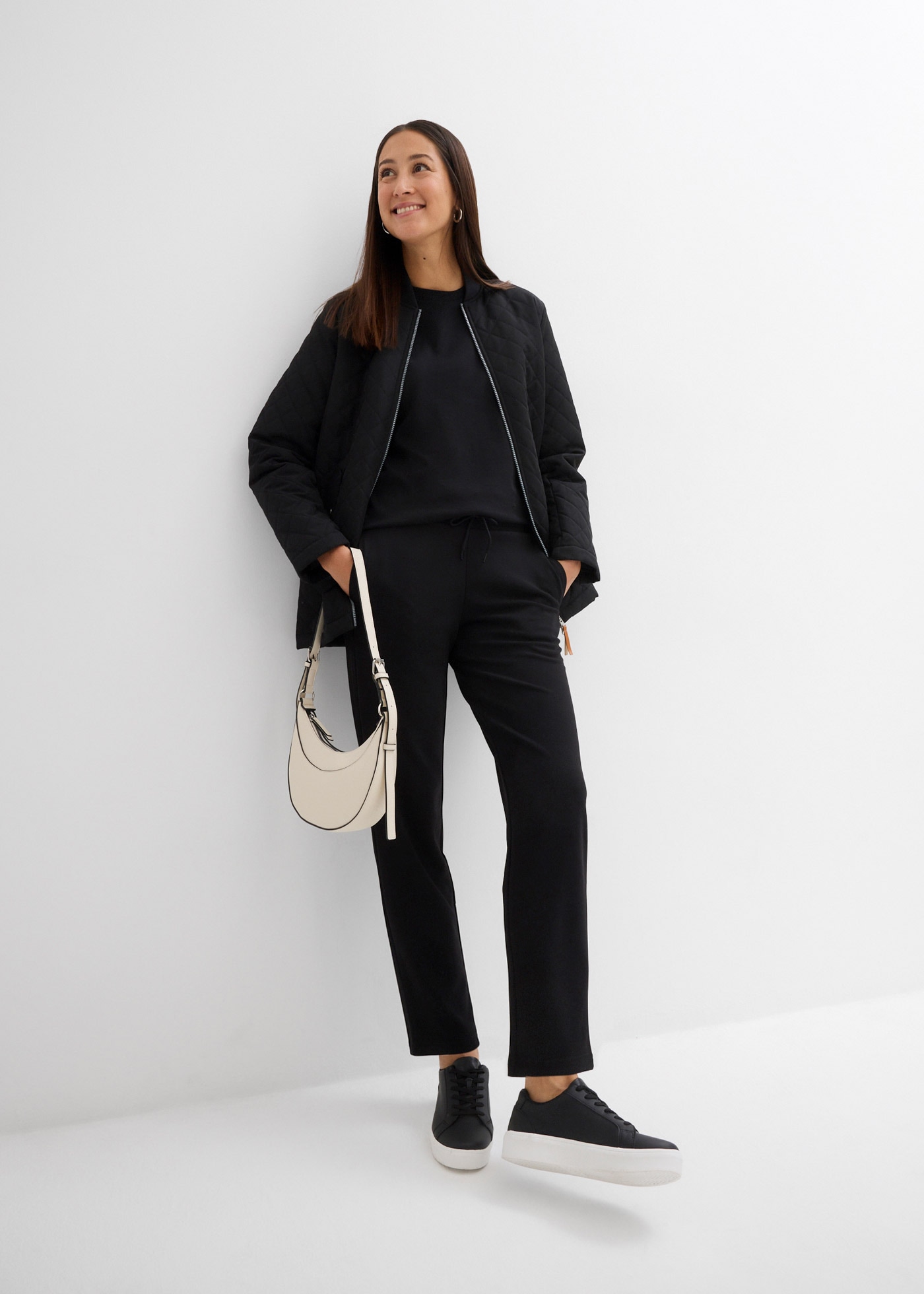 bonprix T-Shirt Oversize-Passform, dezente Puffärmel, Halbarm, aus reiner Baumwolle