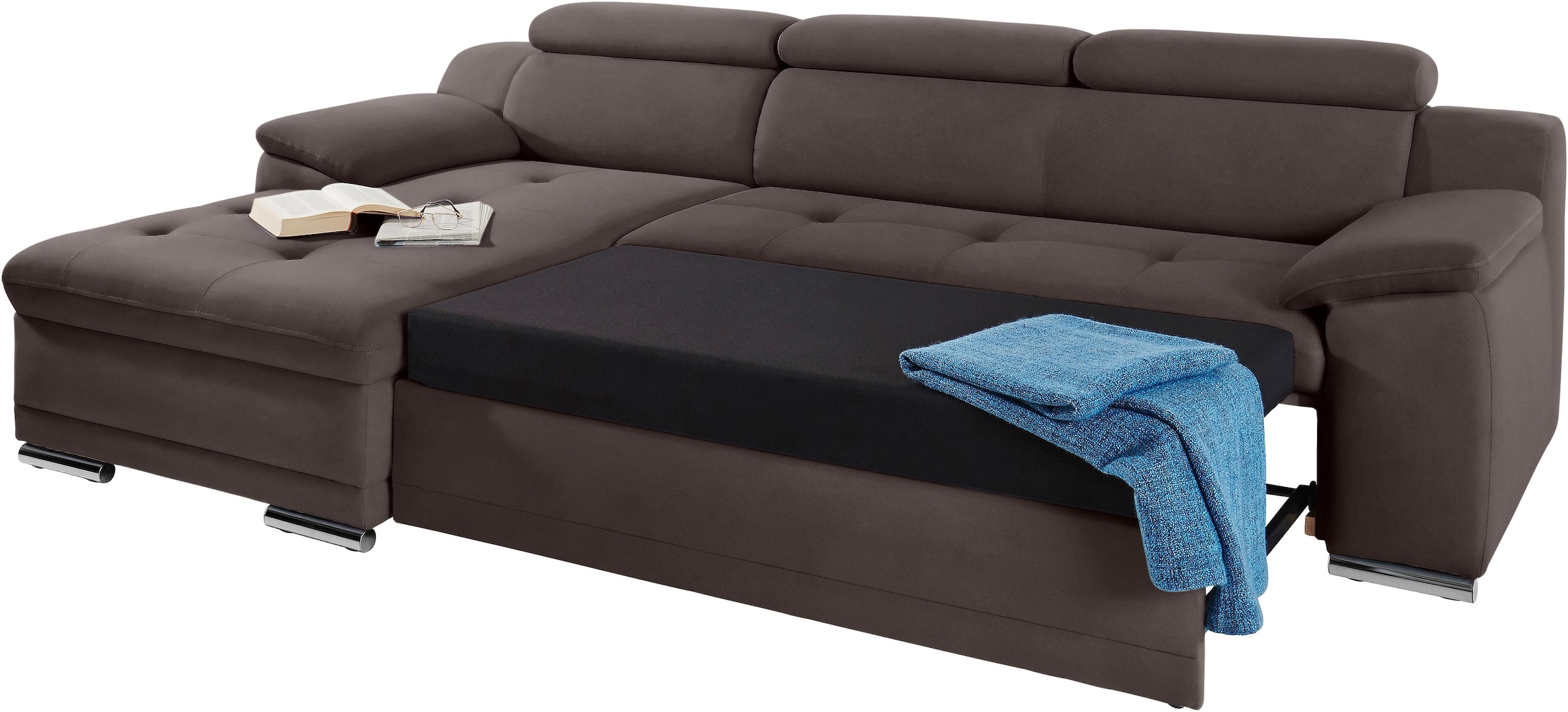 sit&more Ecksofa »Top Andiamo L-Form«, wahlweise mit Bettfunktion, inklusive Kopfteilverstellung