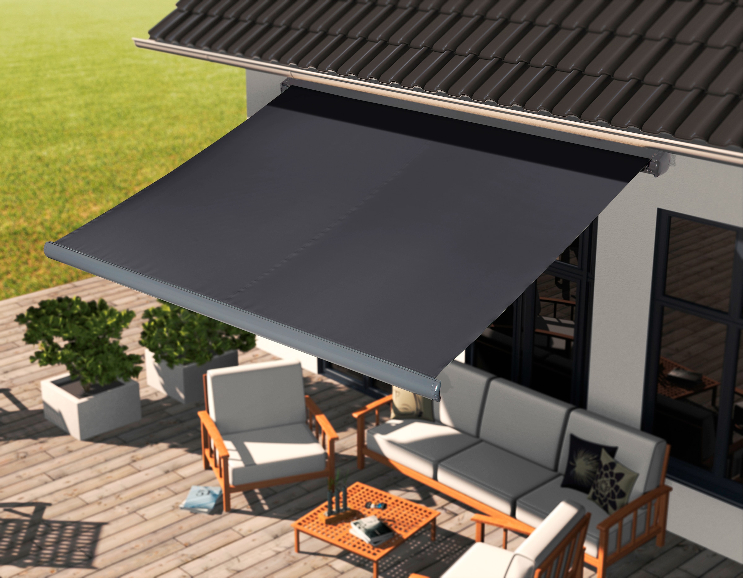 KONIFERA Kassettenmarkise, Breite/Ausfall: 500/300 cm, mit LED-Beleuchtung