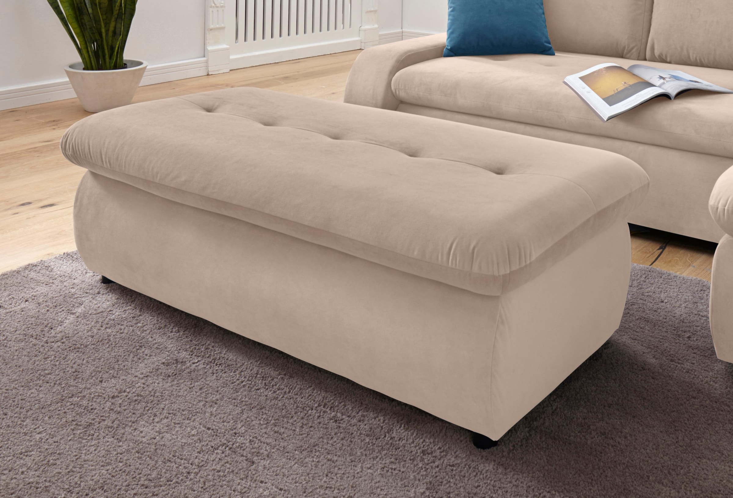 TRENDMANUFAKTUR Hocker »Indie II, bequemer Bankhocker mit Staufach unter der Sitzfläche«