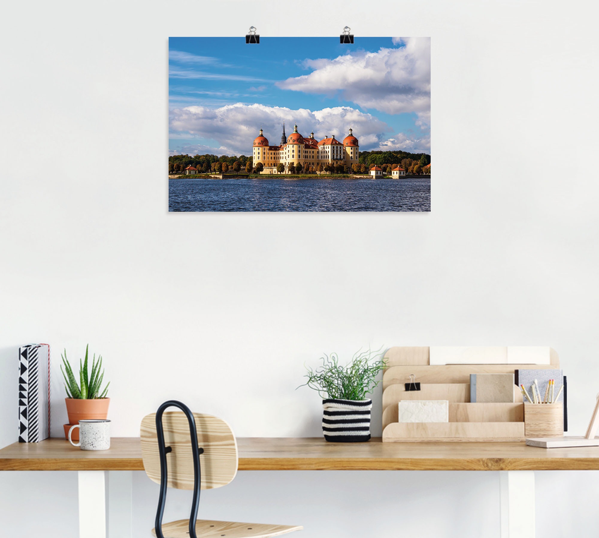 Artland Poster »Blick auf Schloss Moritzburg in Sachsen«, Gebäude, (1 St.), als Alubild, Leinwandbild, Wandaufkleber oder Poster in versch. Größen