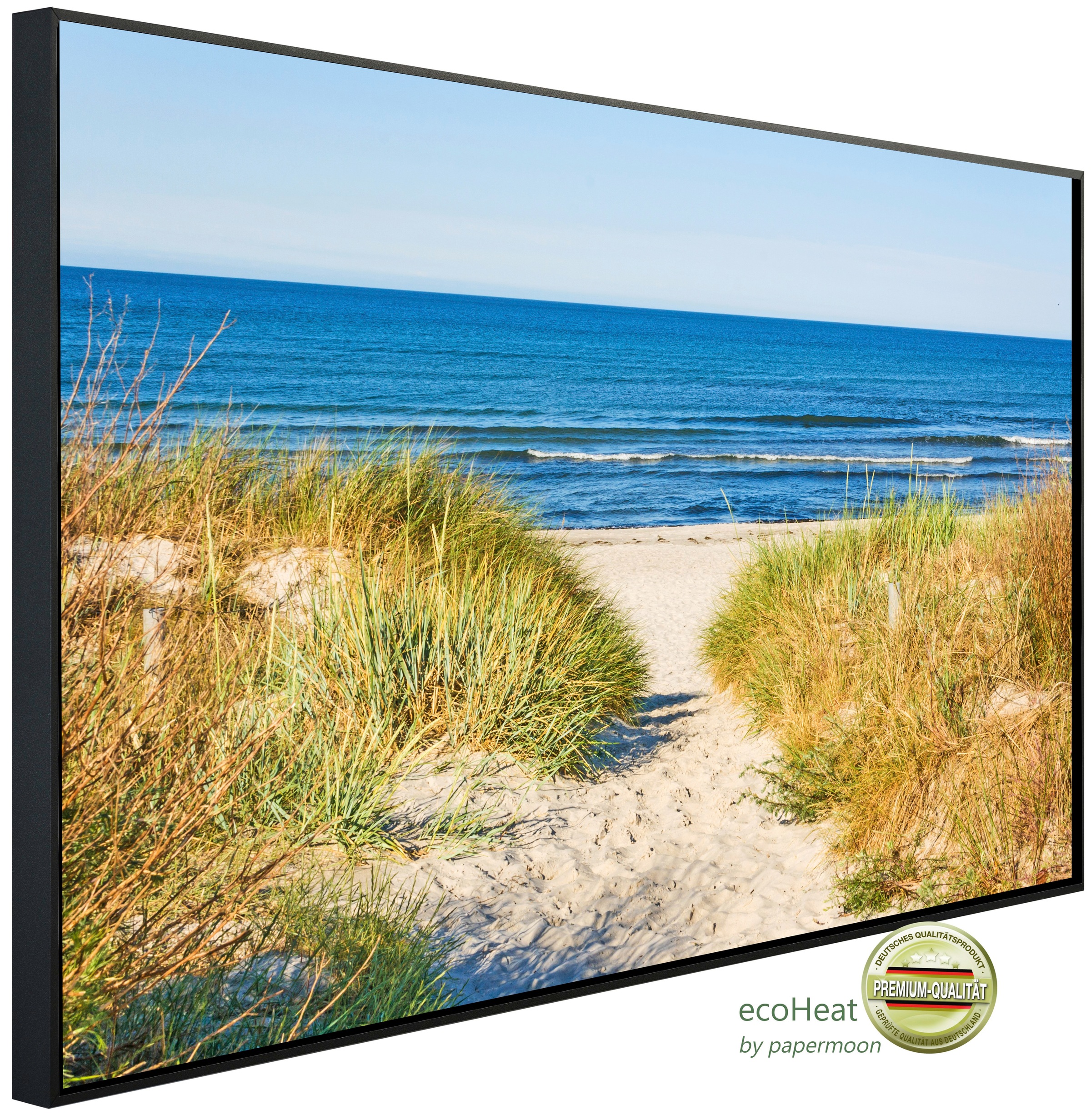 Papermoon Infrarotheizung »EcoHeat - Dünen Strandweg«, Aluminium, 900 W, 60x120 cm, mit Rahmen, energiesparendes Heizen für angenehme, gesunde und gleichmäßige Wärme