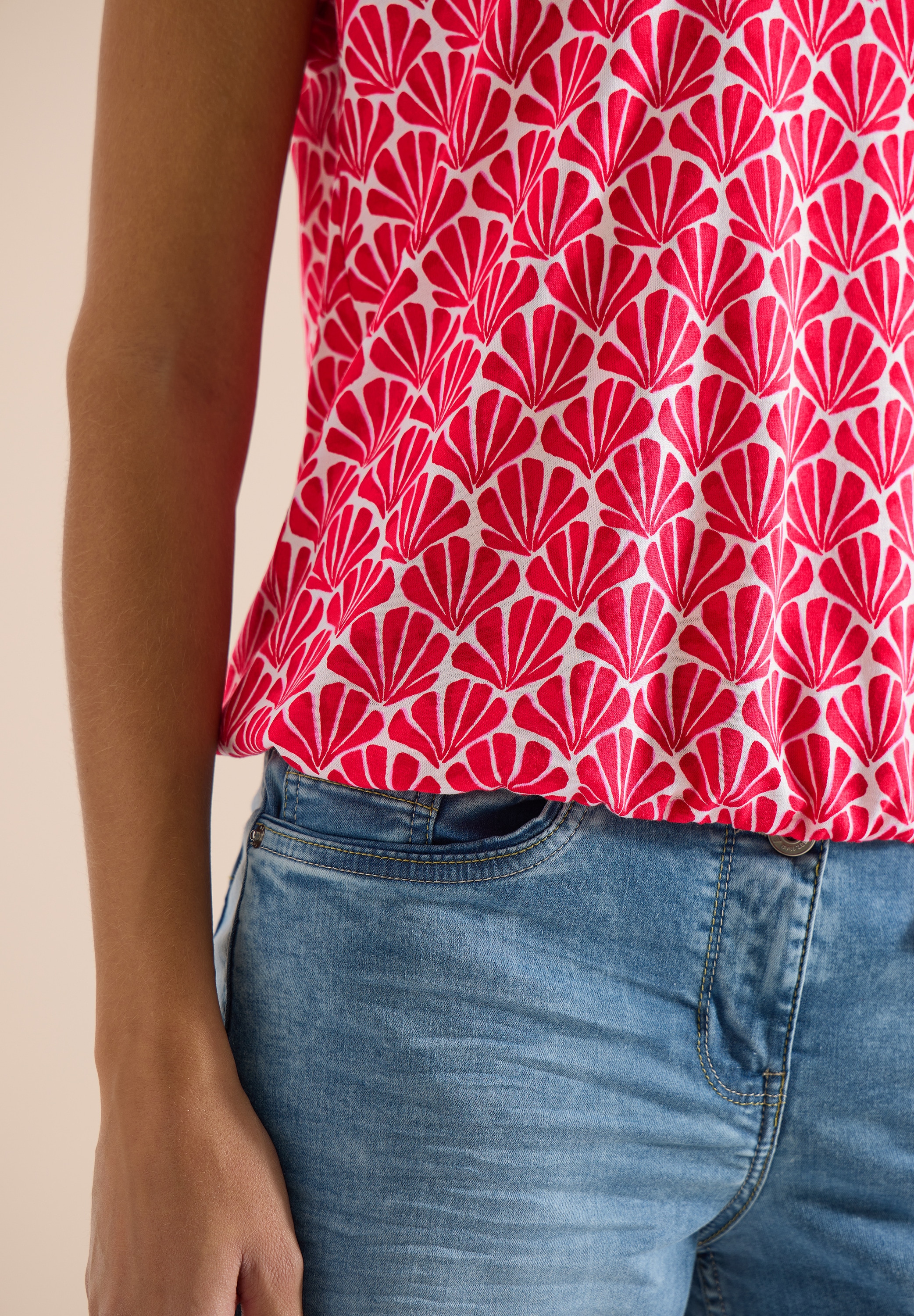 Cecil T-Shirt mit Modal und Spitzendetail, Alloverprint