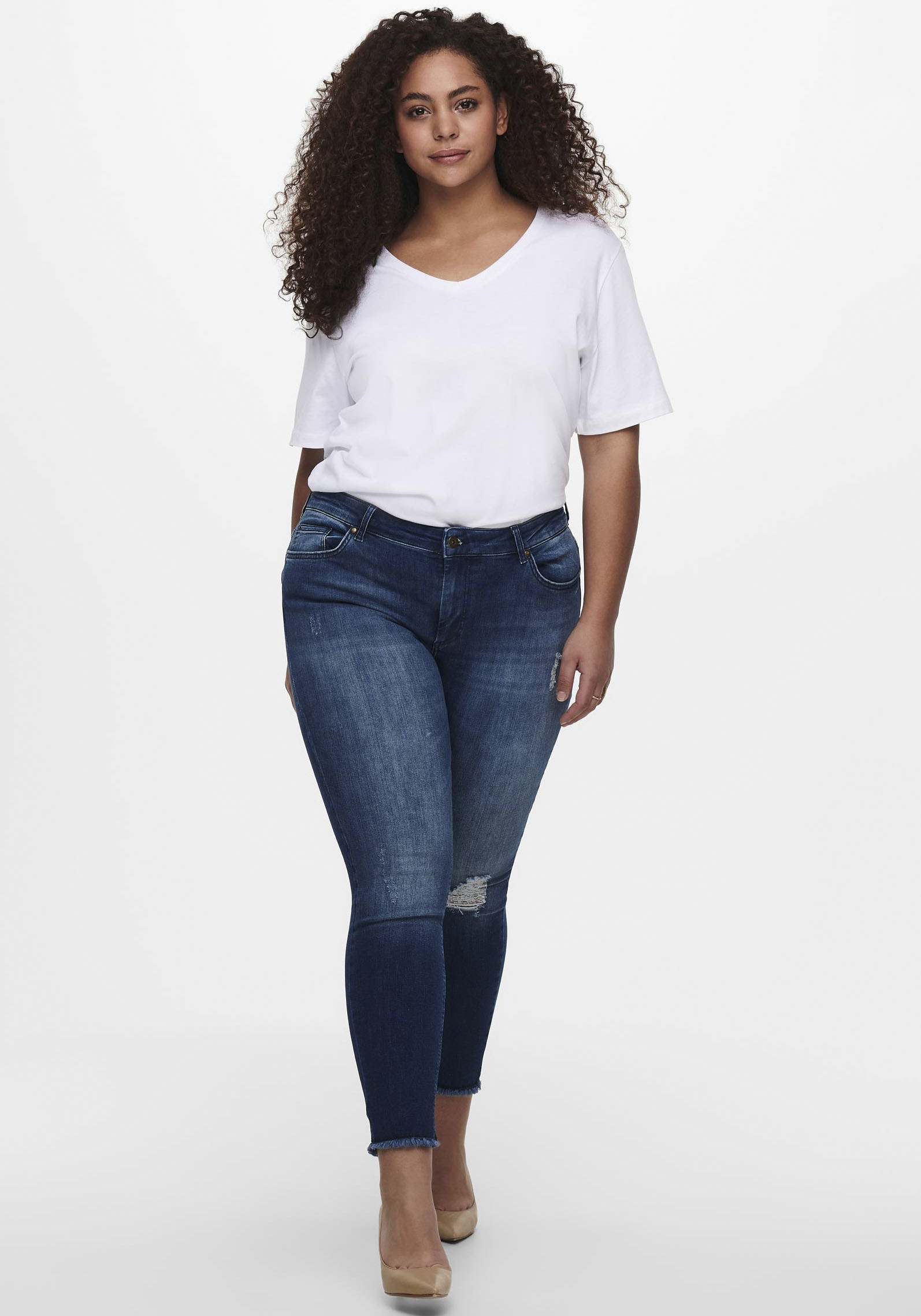 Skinny-fit-Jeans »CARWILLY REG SKINNY ANK JEANS«, mit Fransensaum