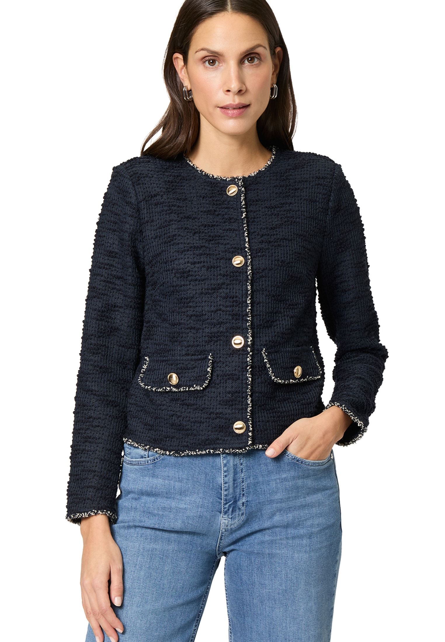 Zero Jackenblazer »Blazer Bouclè mit Knöpfen«
