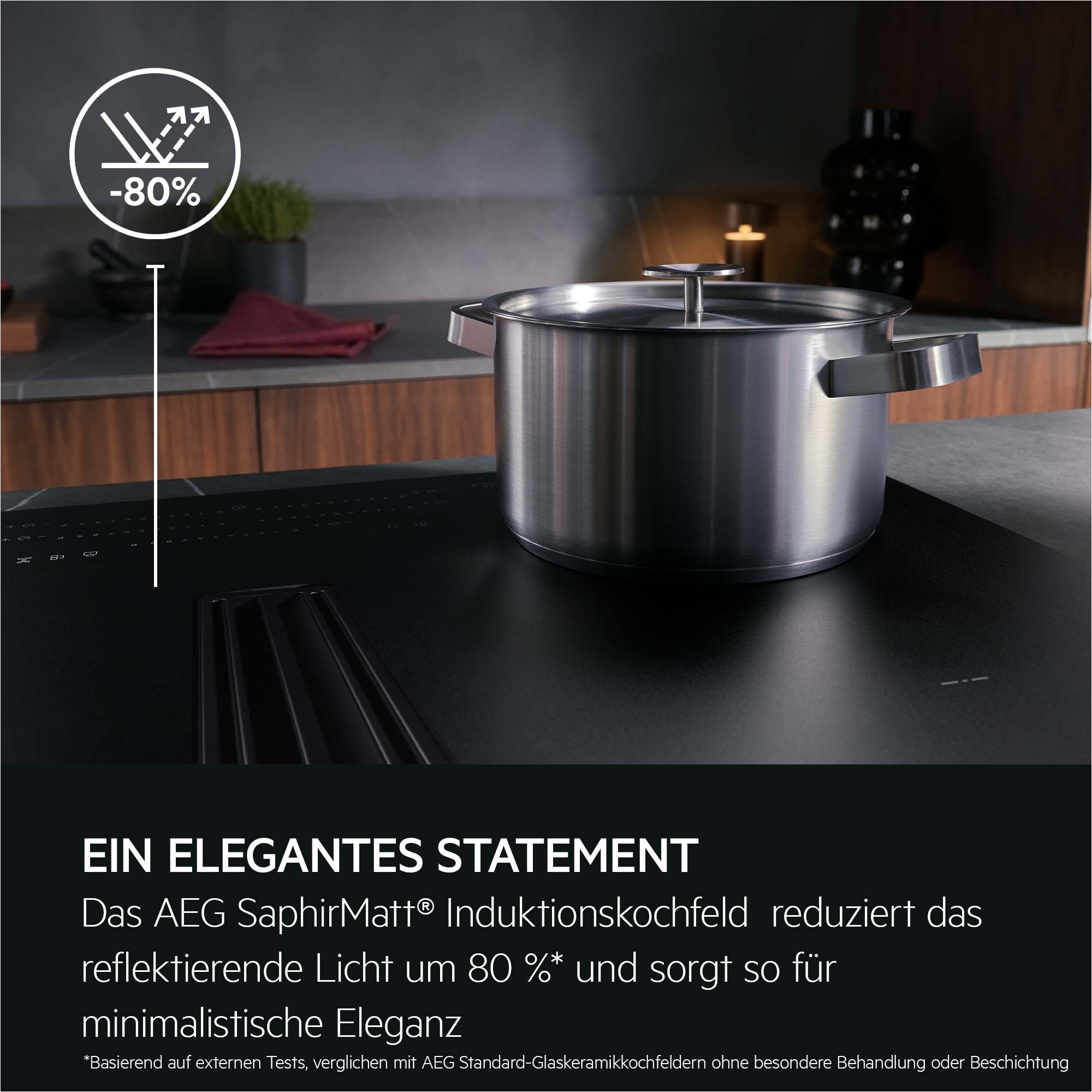 AEG Kochfeld mit Dunstabzug »TH84CB0BSZ« Bis zu 10x weniger sichtbare Kratzer – Made in Germany