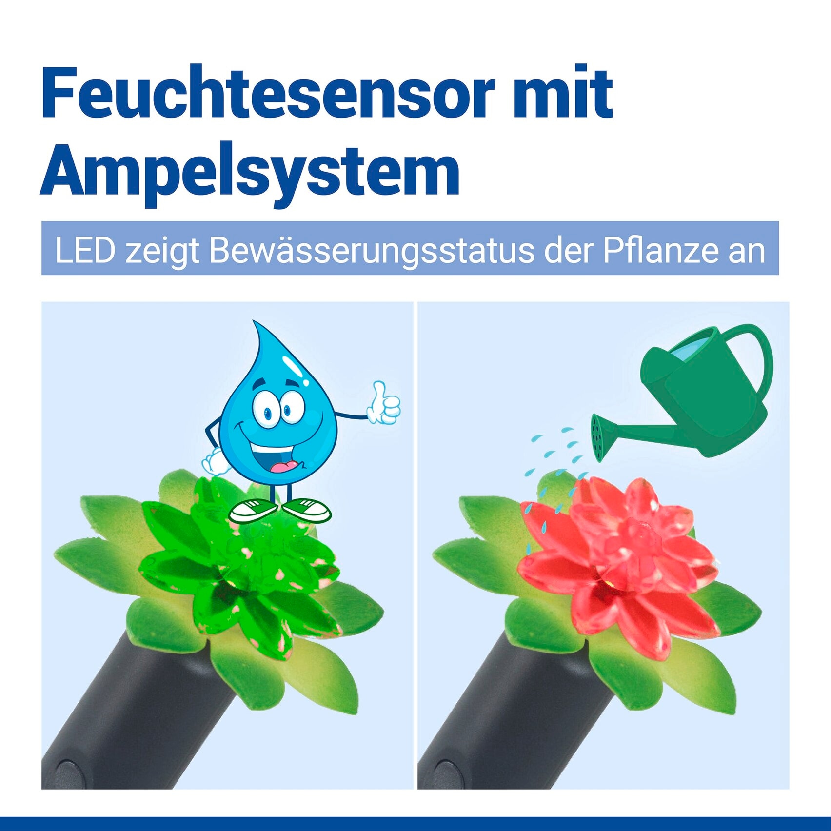 Maximex Pflanzenlampe »Modell Pflanzen-Alarm« Farbwechsler LED Boden-Feuchtigkeitsmesser für Pflanzen mit Ampelsystem
