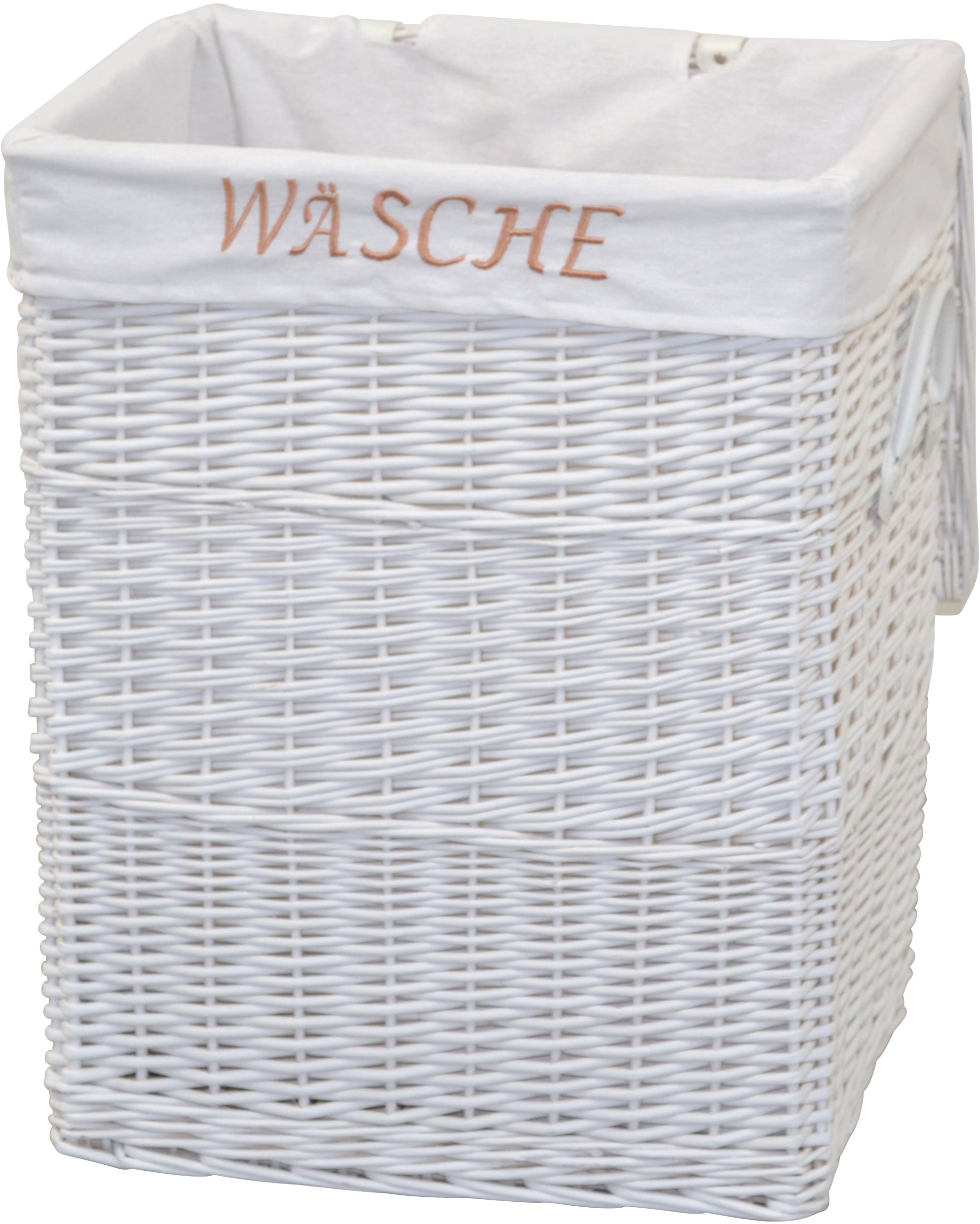 HOFMANN LIVING AND MORE Wäschekorb, aus Weide, handgefertigt mit  herausnehmbarem Stoffeinsatz, 47x35x61cm im OTTO Online Shop
