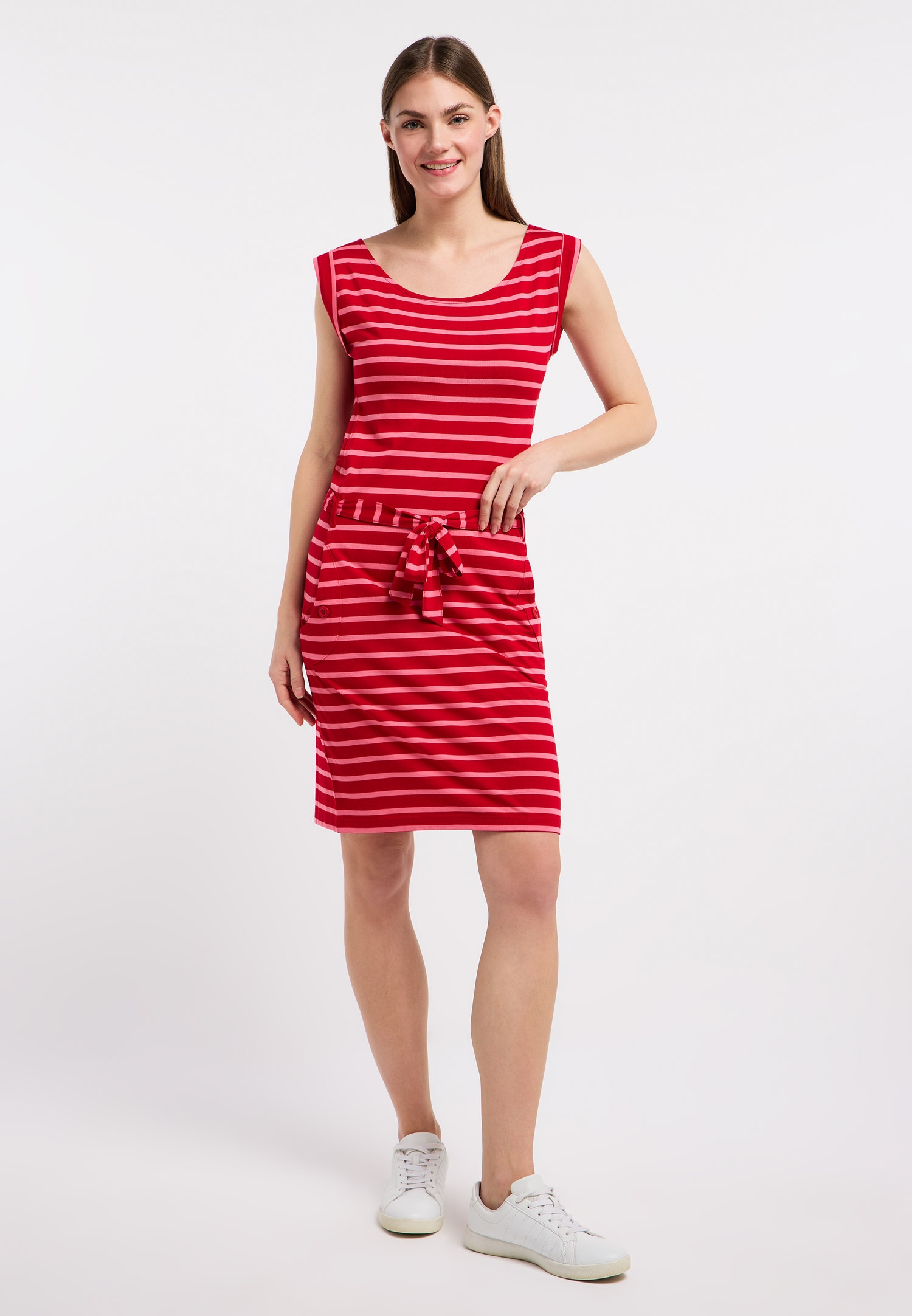 Ragwear Minikleid »TAGG STRIPES« 2 tlg. Eingrifftaschen Fließende Viskosemischung mit Streifen und Bindeband