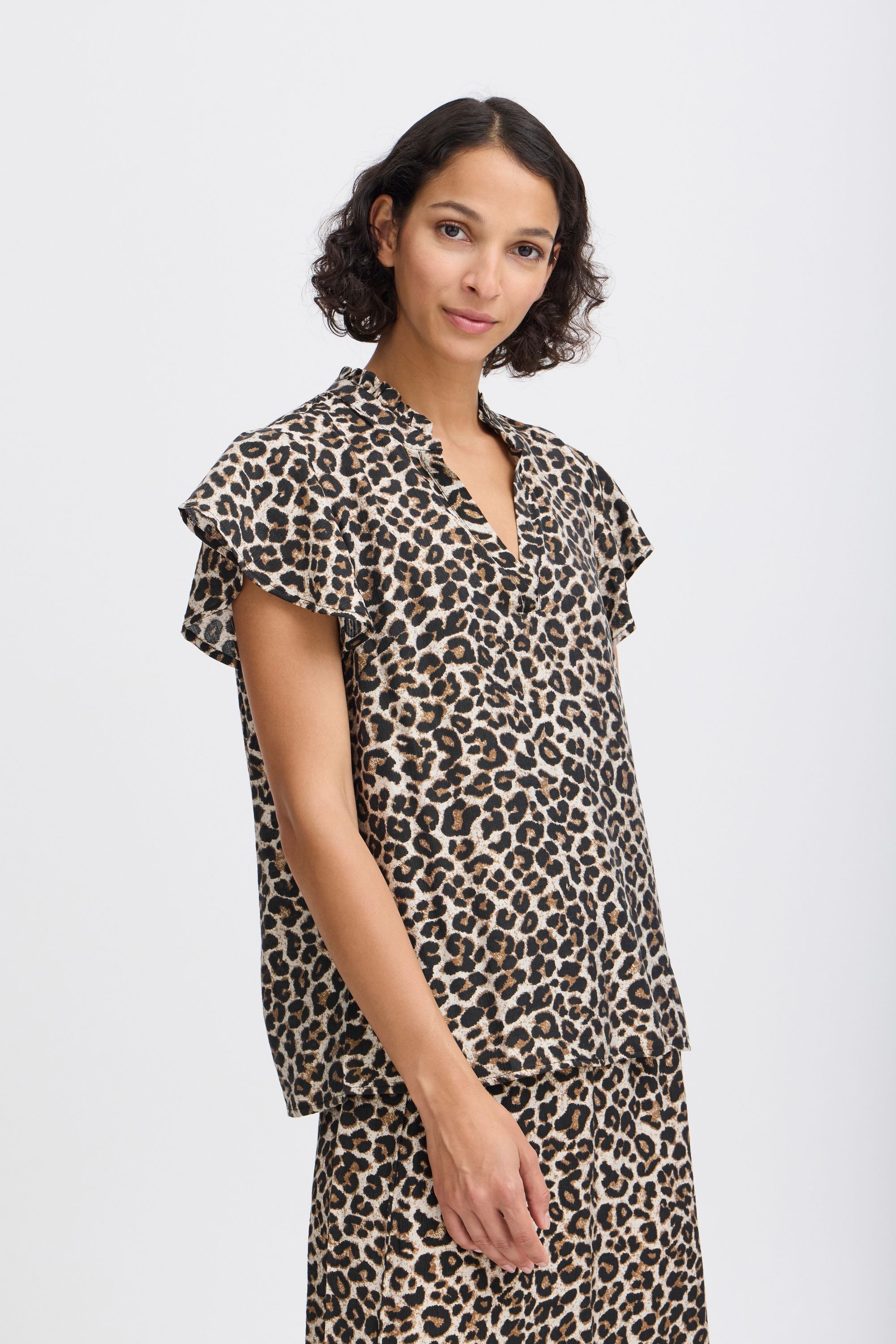 b.young Tunika »Kurzarmbluse BYHINVA LEOPARD BLOUSE 2 -«