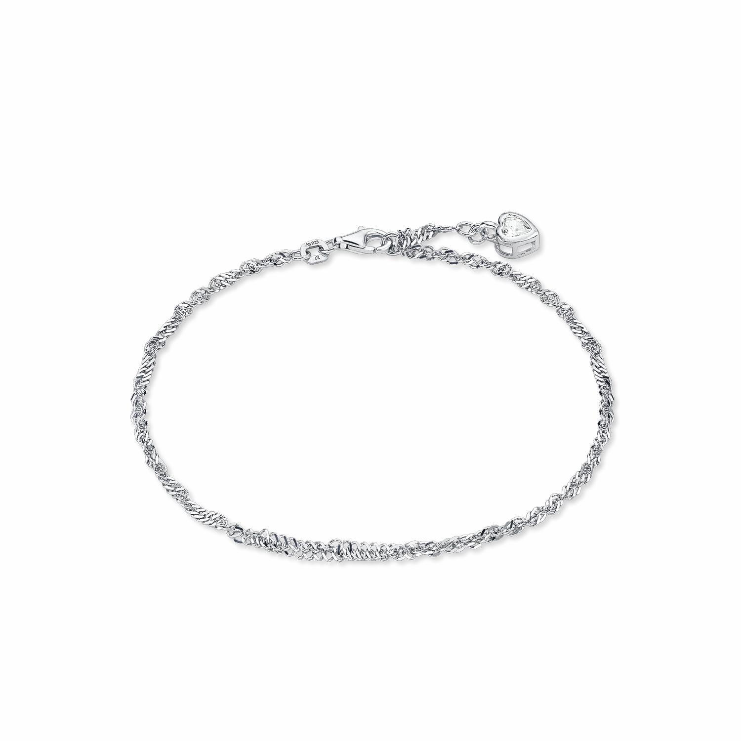 Fußkette mit Anhänger »Schmuck Geschenk Silber 925 Körperschmuck Herz«, mit Zirkonia...