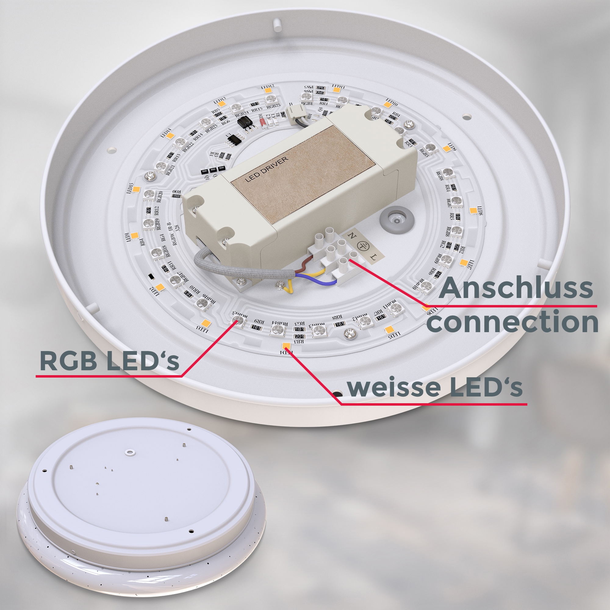 B.K.Licht LED Deckenleuchte, 1 flammig, Leuchtmittel LED-Modul | LED fest integriert, RGBW, Deckenlampe, 4-stufig dimmbar, mit Farbwechsel, inkl. 10W LED