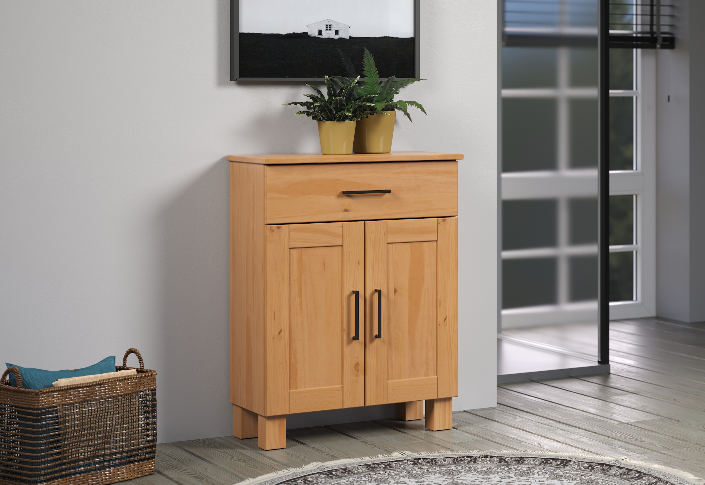 welltime Unterschrank »Ulea« 1 Stk. tlg. Badkommode aus Massivholz mit breitem Schubfach - (B/T/H) 60/30/80 cm