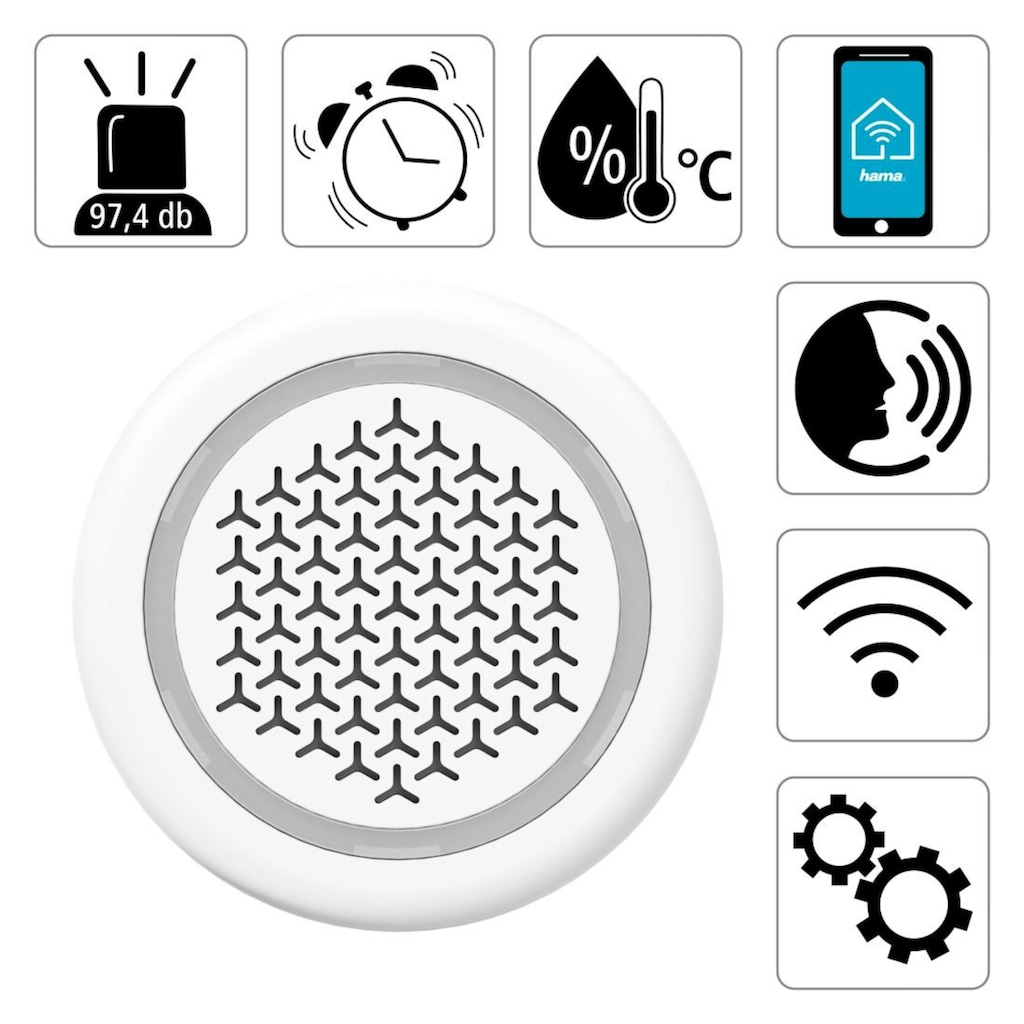 Hama Alarmsirene »Smart Home Alarmanlage,WLAN Alarmsirene ohne Hub, 97,4dB 10 Signaltöne«