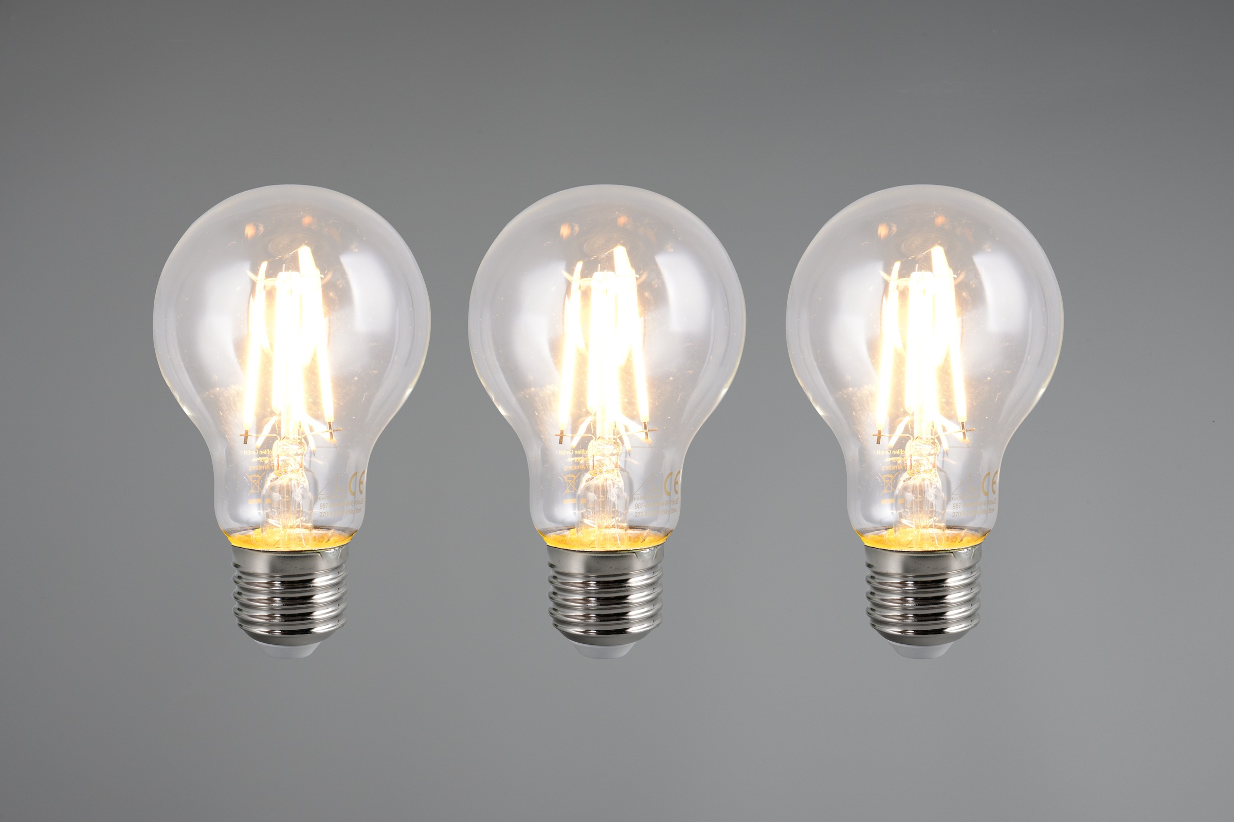 TRIO Leuchten LED-Filament »Leuchtmittel Set E27« E27 3 Stk. Warmweiß 3er Set Filament Leuchtmittel E27 Fassung, Glühbirne E27 LED warmweiß