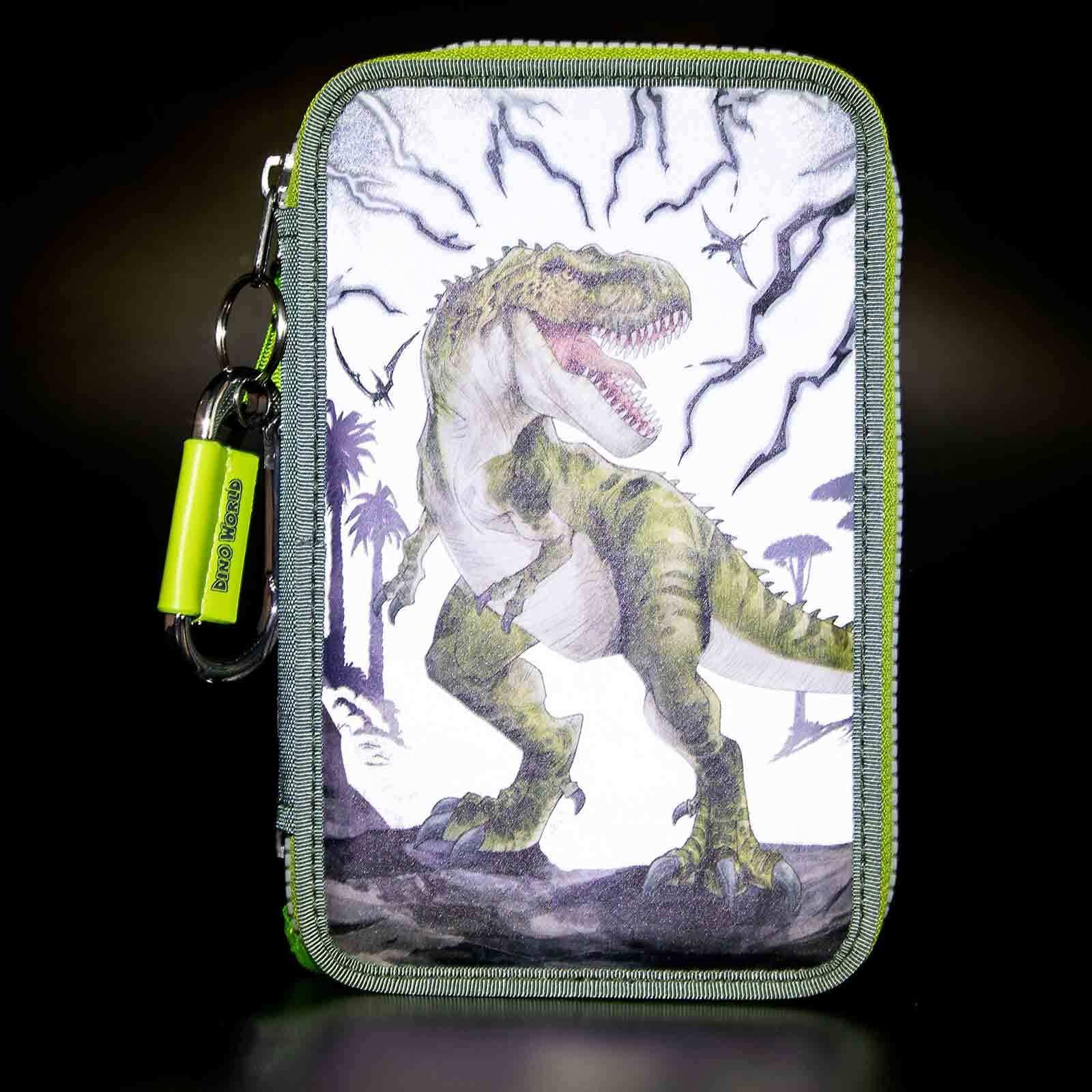 Depesche Buntstift »3-Fach Federtasche Reflector Dino World 20 x 13 cm grün«