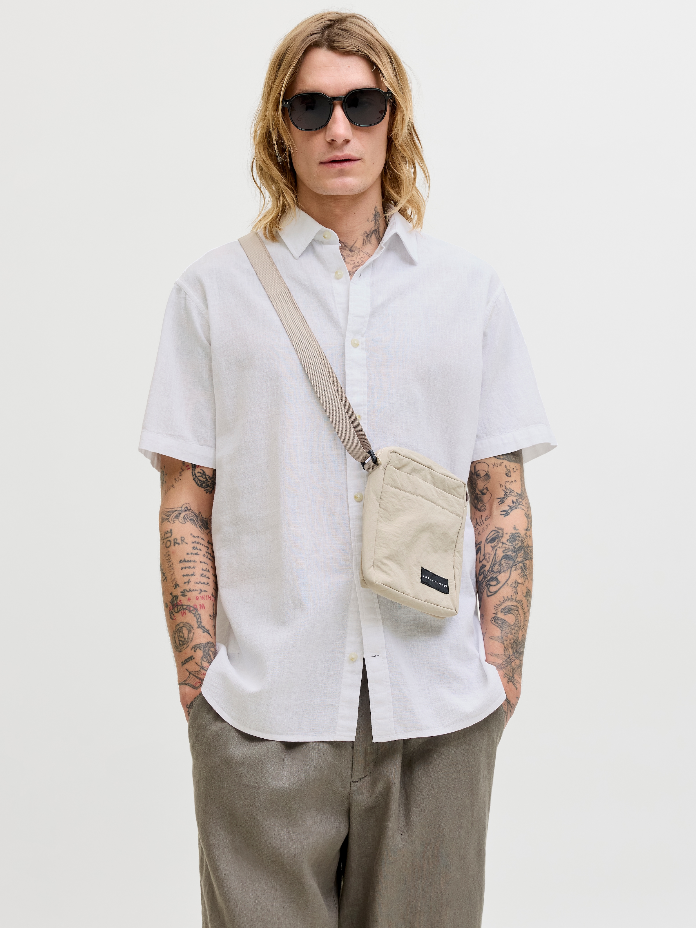 Jack & Jones Kurzarmhemd »JJESUMMER LINEN BLEND SHIRT S/S SN« Baumwolle mit Leinen, regular fit
