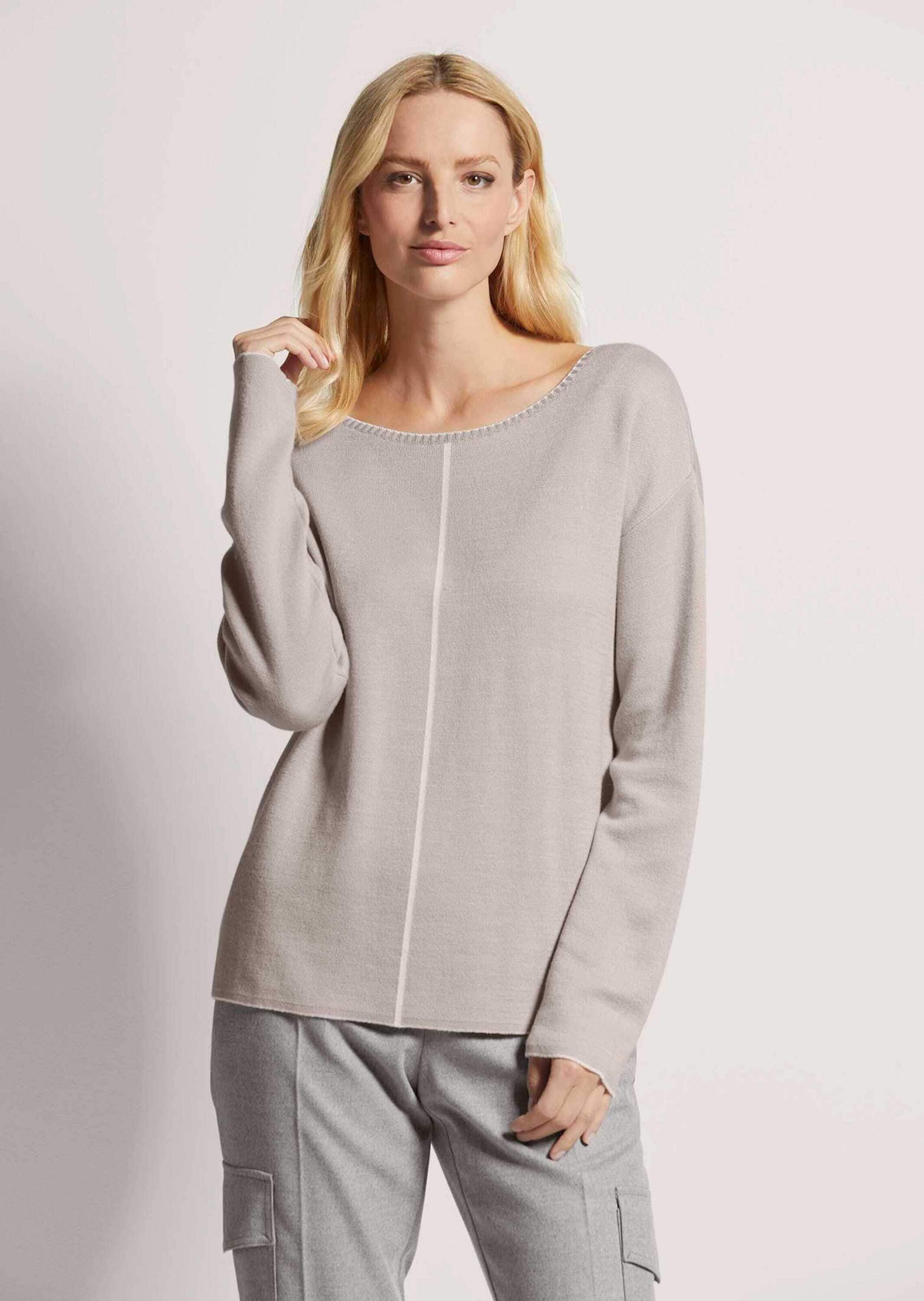 MADELEINE Longpullover »Pullover Rundhals-Pullover mit Kontrast-Details«
