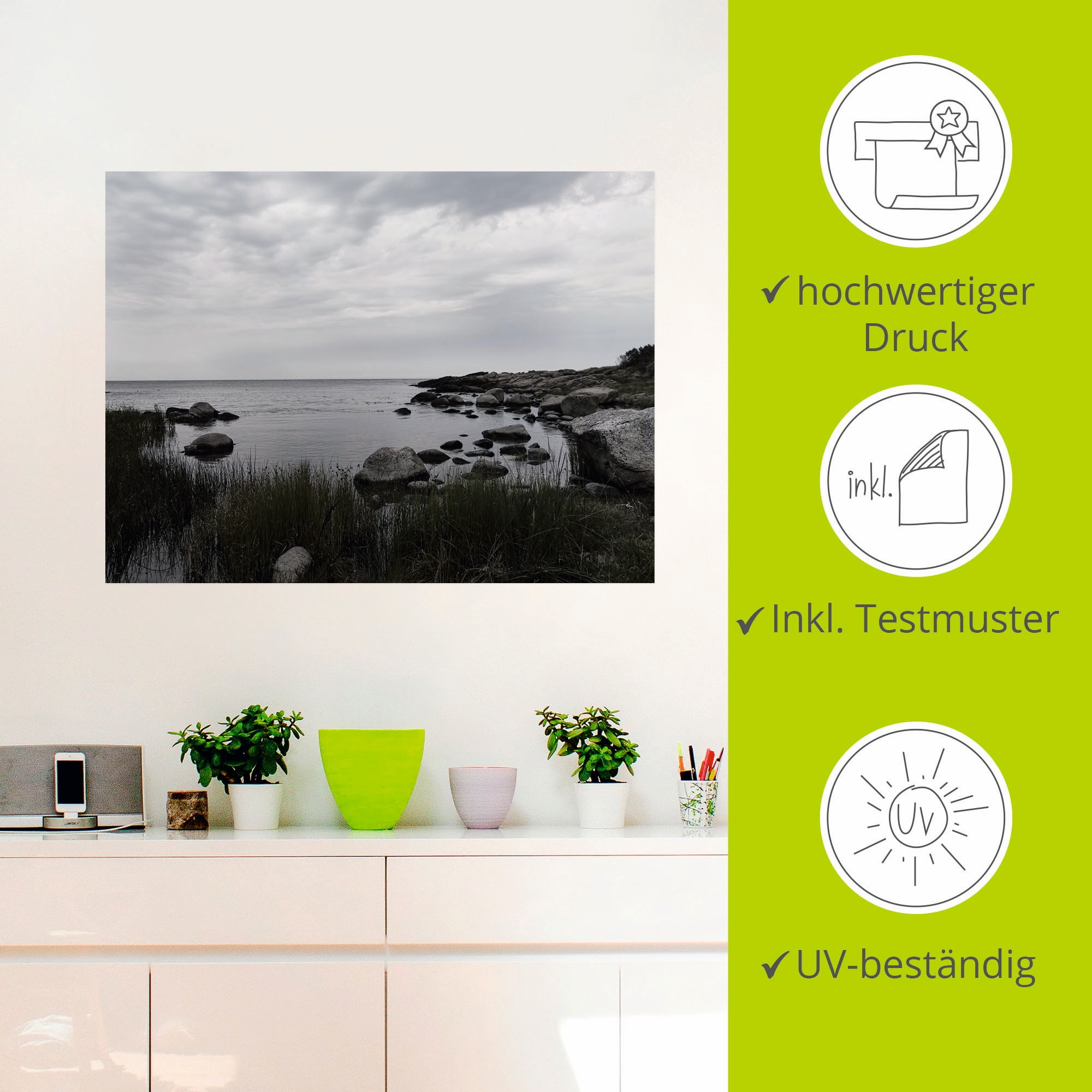 Artland Wandbild »Einsame Bucht am Meer«, Gewässer, (1 St.), als Leinwandbild, Wandaufkleber in verschied. Größen