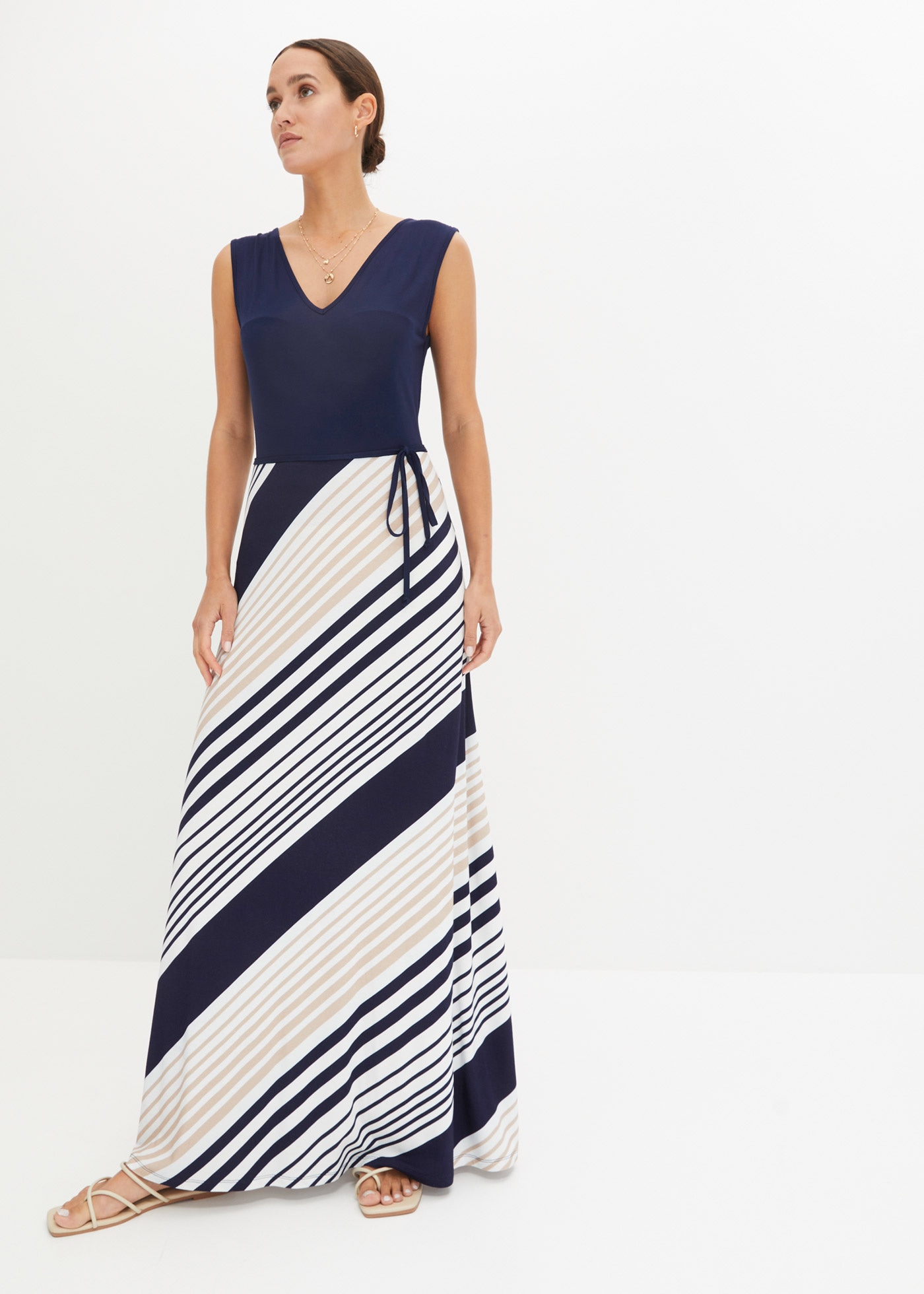 bonprix Maxikleid für Frühjahr und Sommer, aus Viskose, ohne Ärmel, bedruckter Rock