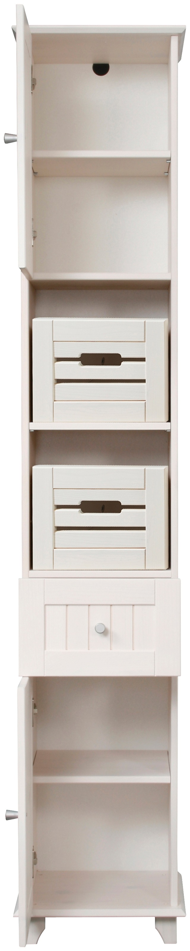 welltime Hochschrank »Venezia Landhaus«, Breite 33 cm, aus hochwertigem Echtholz