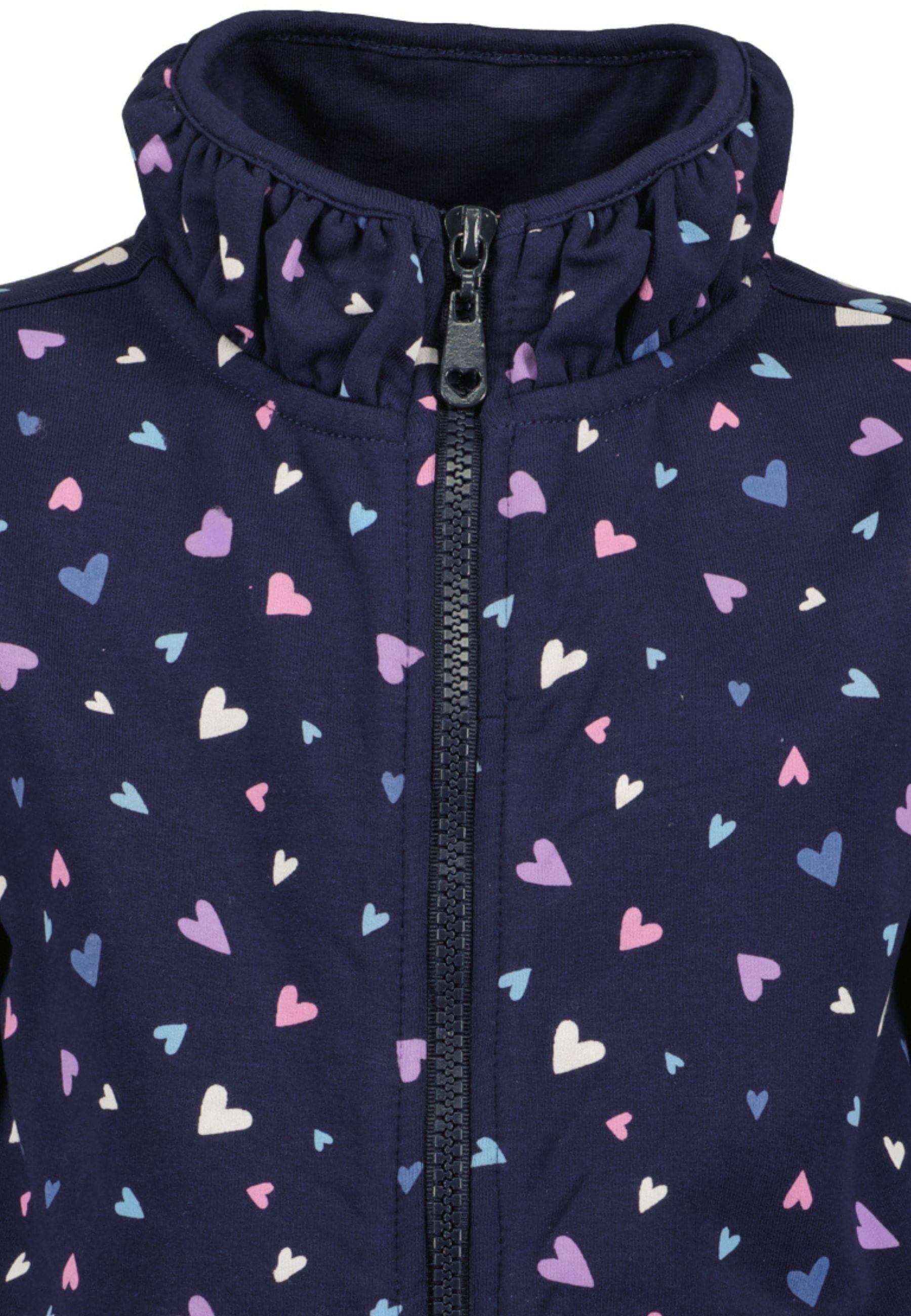 Blue Seven Sweatjacke Baumwollmischung, Alloverdruck, Stehkragen