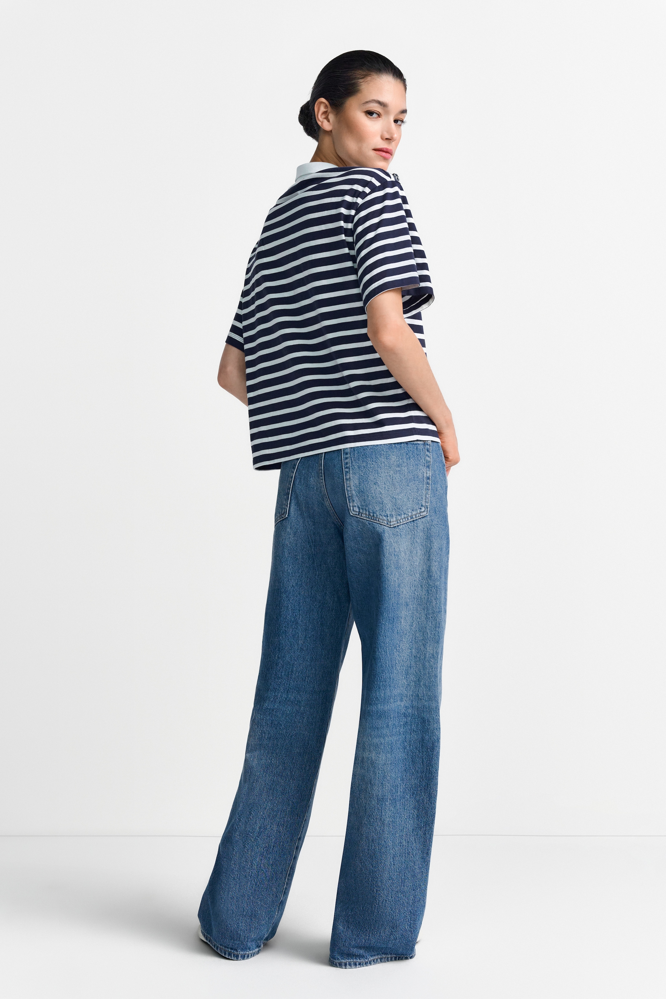 RICHROYAL Poloshirt mit Blume-Applikationen, Gerade Form