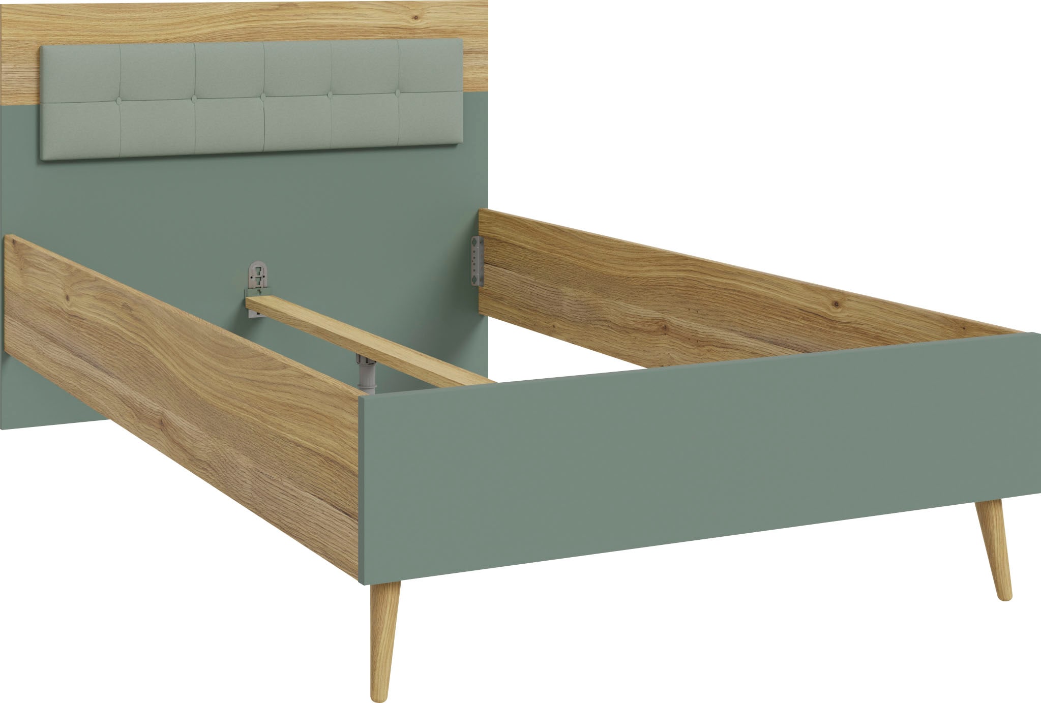 FORTE Jugendbett »Kinderbett, Belastbar bis 250KG,«, (Liegeflächen 140x200cm oder 120x200cm), mit gepolstertem Kopfteil