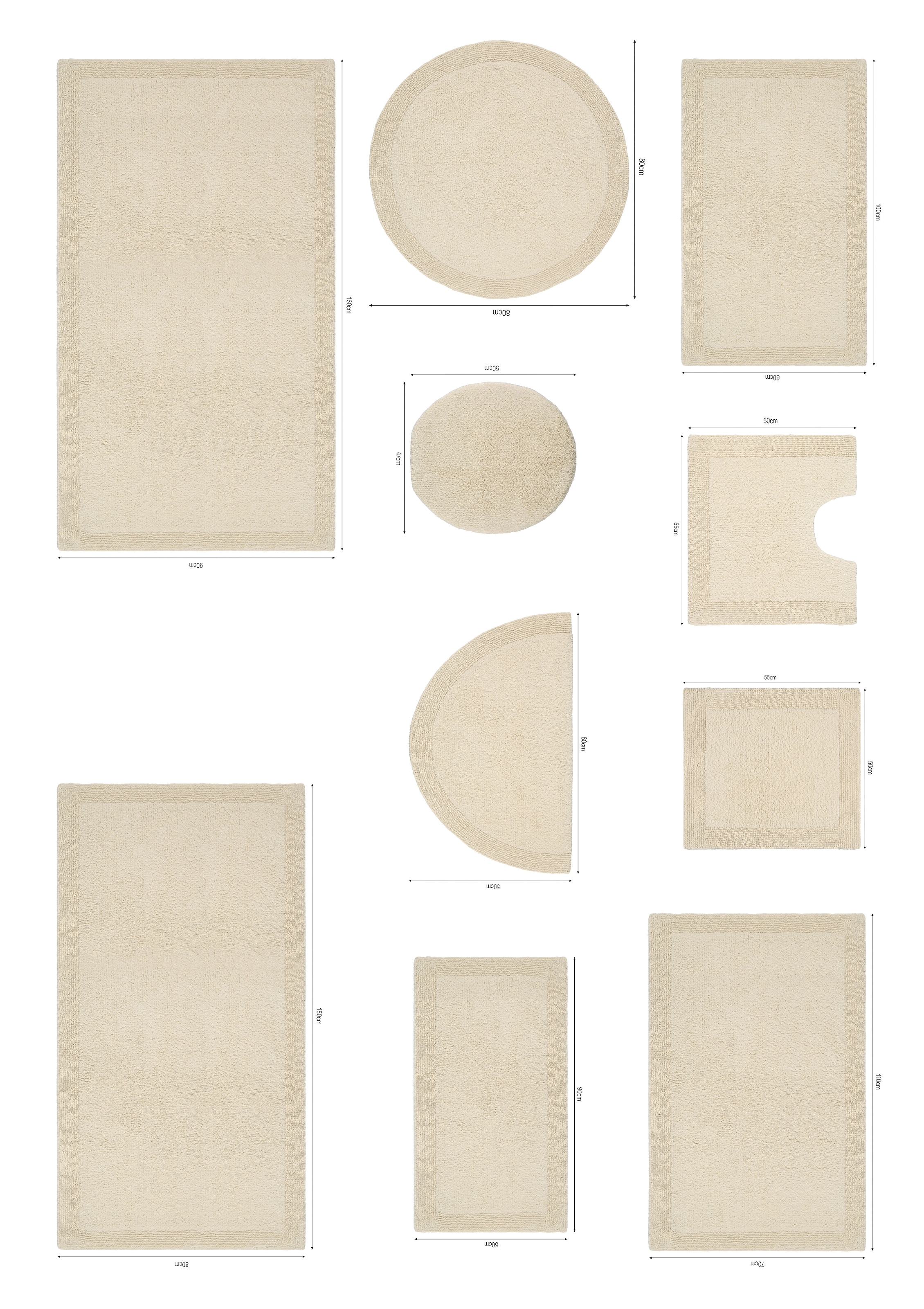 OTTO home Badematte »Kapra, Badvorleger, Badezimmer Teppich« Höhe 14 mm beidseitig nutzbar | fußbodenheizungsgeeignet | strapazierfähig mit Bordüre, Badteppich, Badematte, Baumwolle