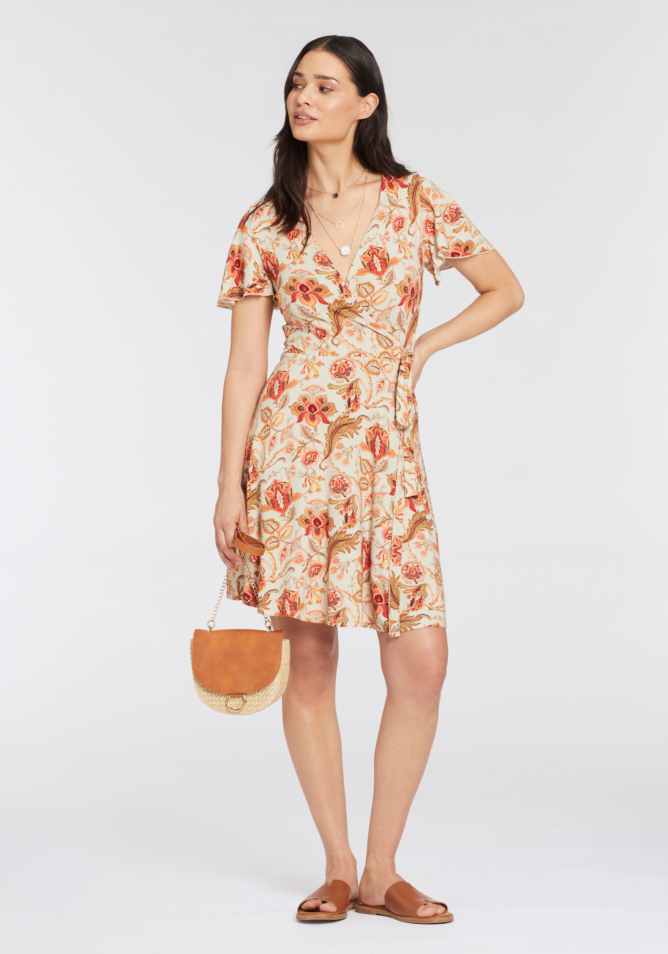 Laura Scott Jerseykleid, mit femininen Schmetterlingsärmeln