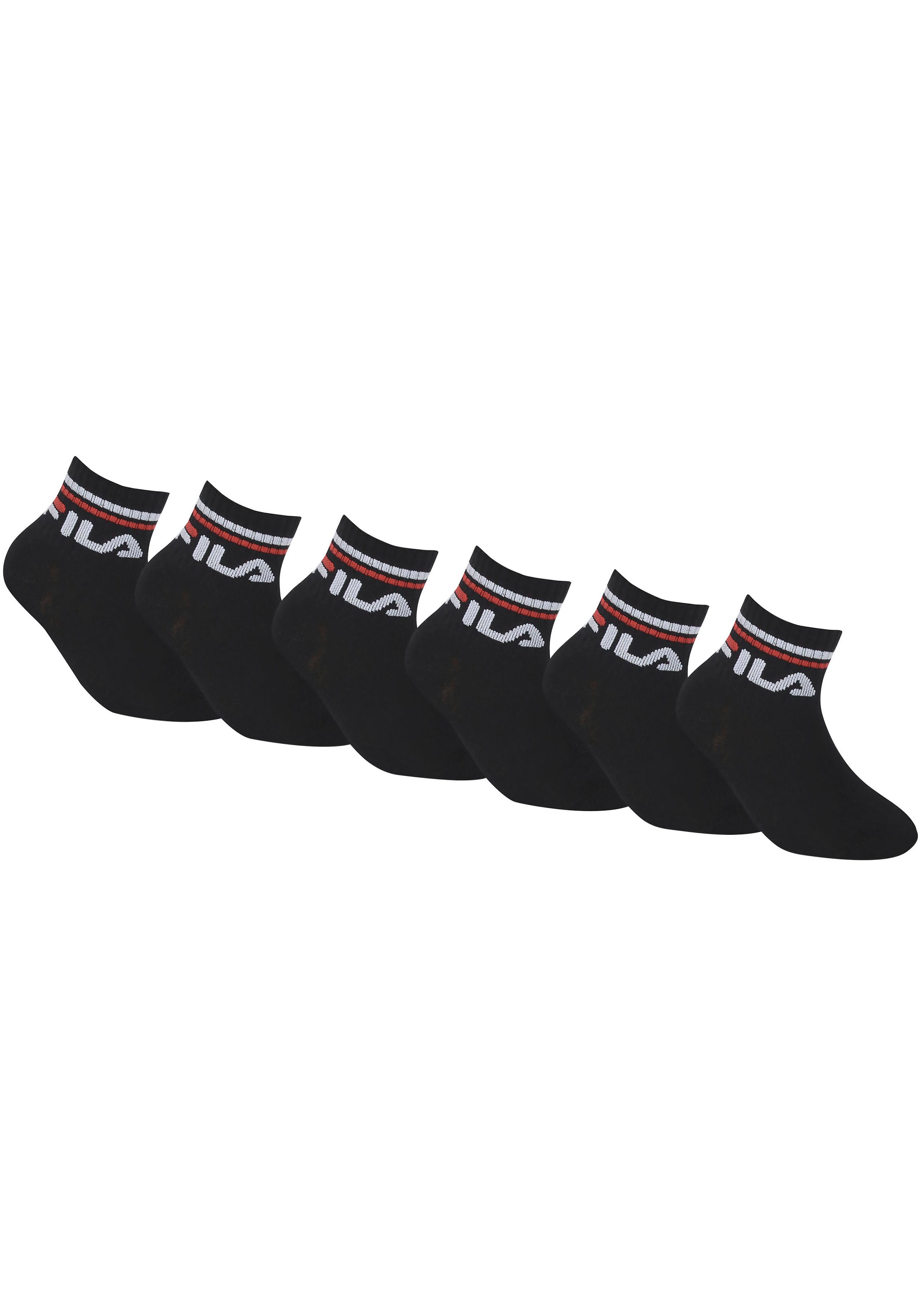 Fila Kurzsocken »JUNIOR UNISEX QUARTER PLAIN SOCKS«, (6 Paar), mit eingestricktem Logo im Bündchen, Kindersocken