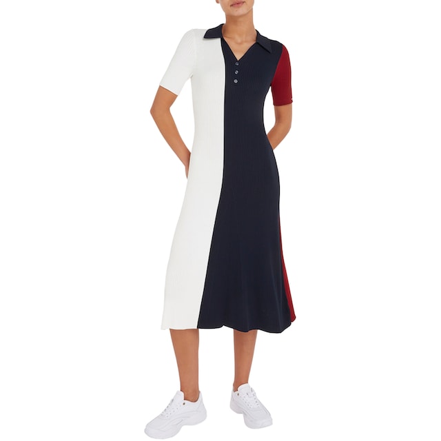 Tommy Hilfiger Jerseykleid »RWB COLOUR BLOCK POLO SWT DRESS«, im modischem  Colorblocking der typischen Tommy Hilfiger Farben bei OTTOversand