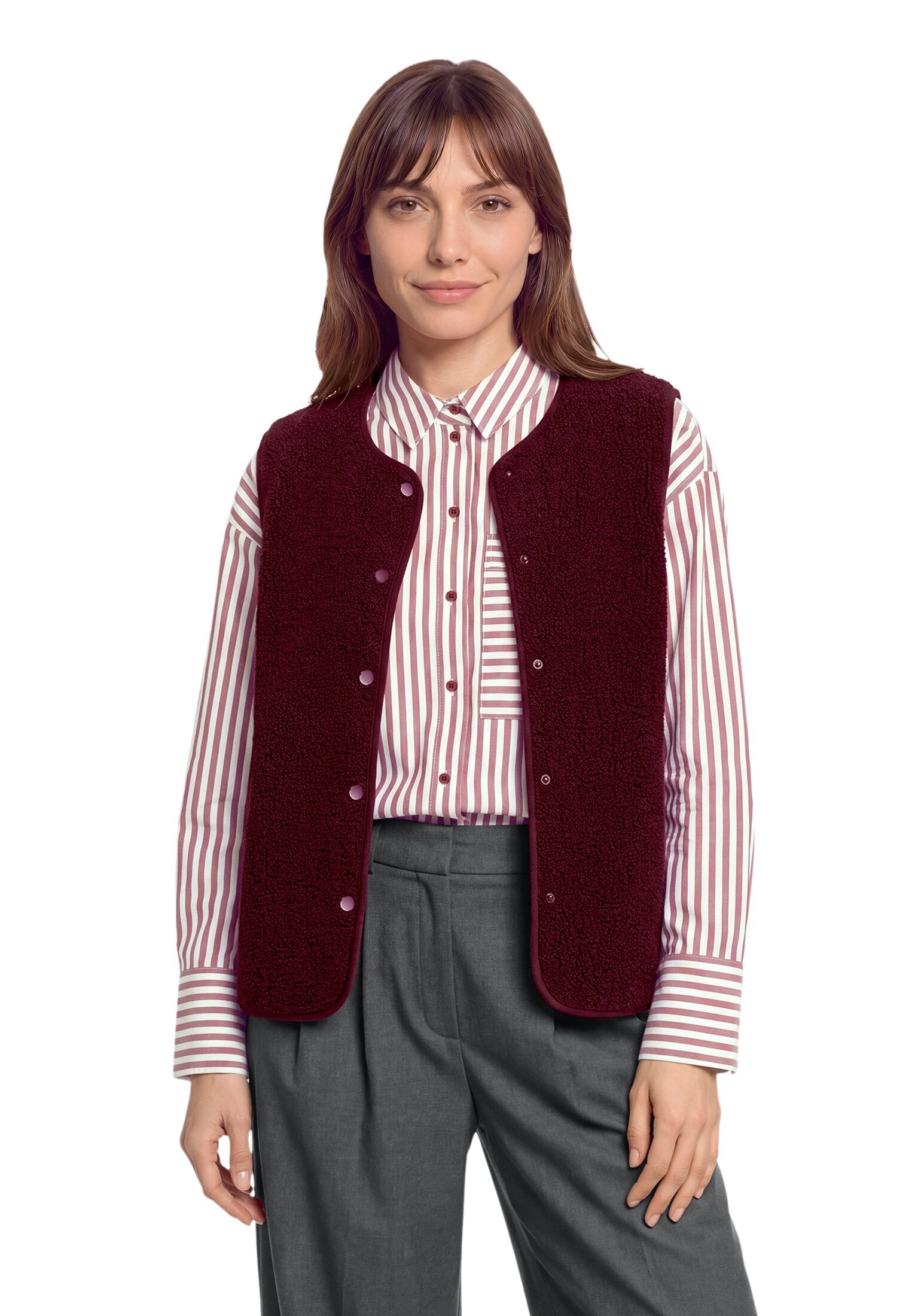 Betty&Co Fleecepullover »Plüschweste mit Knöpfen«
