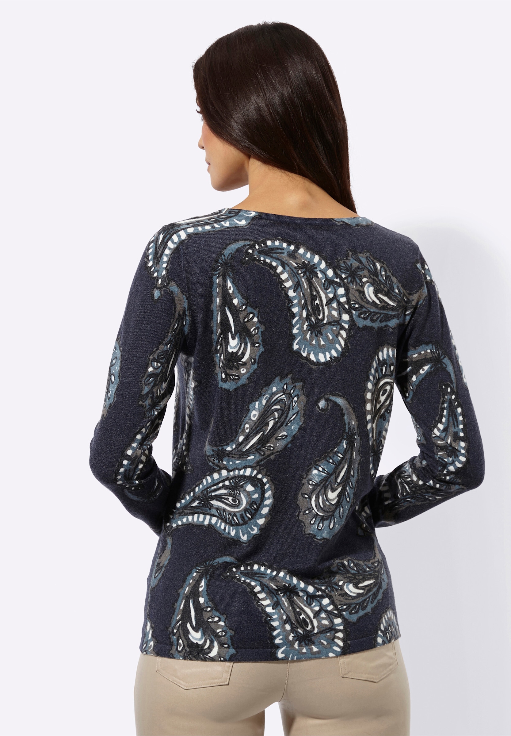 creation L Strickpullover »Druck-Pullover Feinstrickpullover mit Paisley-Dessin«