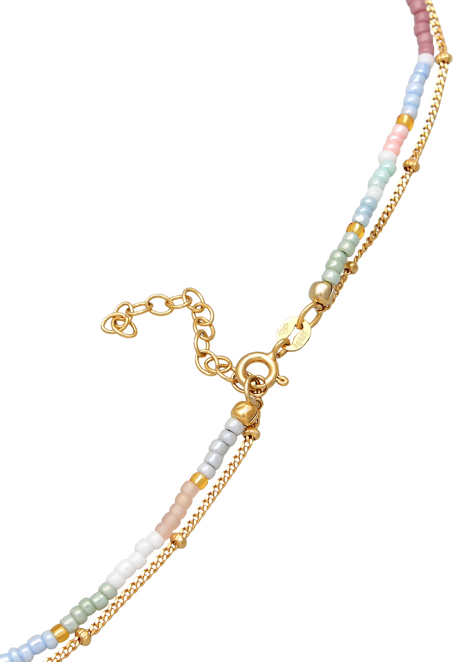 Elli Silberkette »Halskette Choker Layer Herz Glasperlen 925 Silber vergoldet«