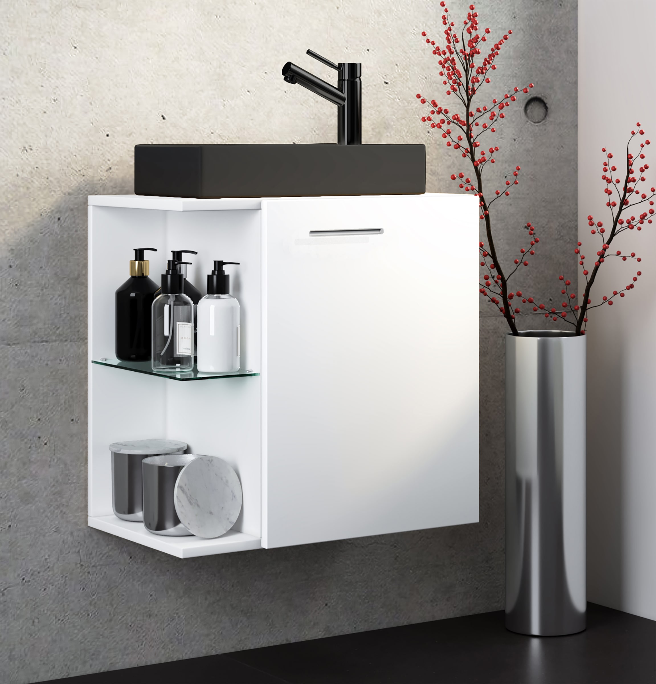 VCM Waschbeckenunterschrank »VCM 2-tlg Set | Waschplatz für Gäste WC | Gästebad | Waschtisch | Badezimmer Set ¿ Hausa-BL«, (2 St.)