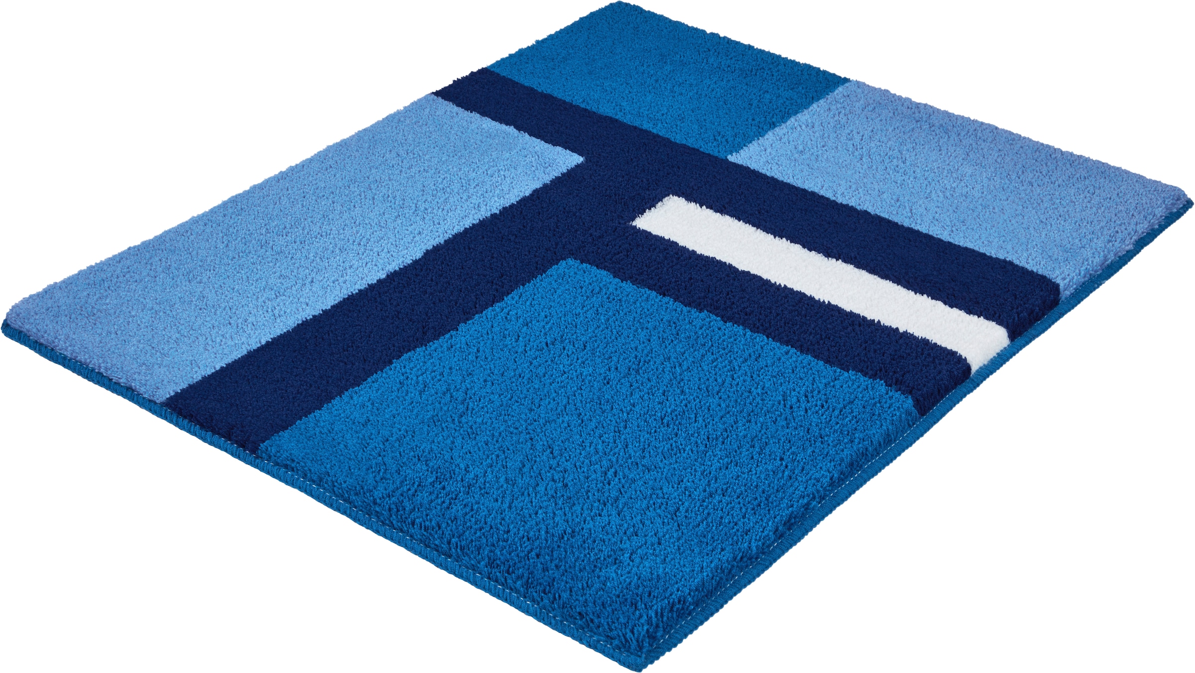 Kleine Wolke Badematte »»Ariana«, Badvorleger, Badezimmer Teppich« Höhe 20 mm rutschhemmend beschichtet fußbodenheizungsgeeignet Geometrisches Design mit kontrastierendem Mittelstreifen