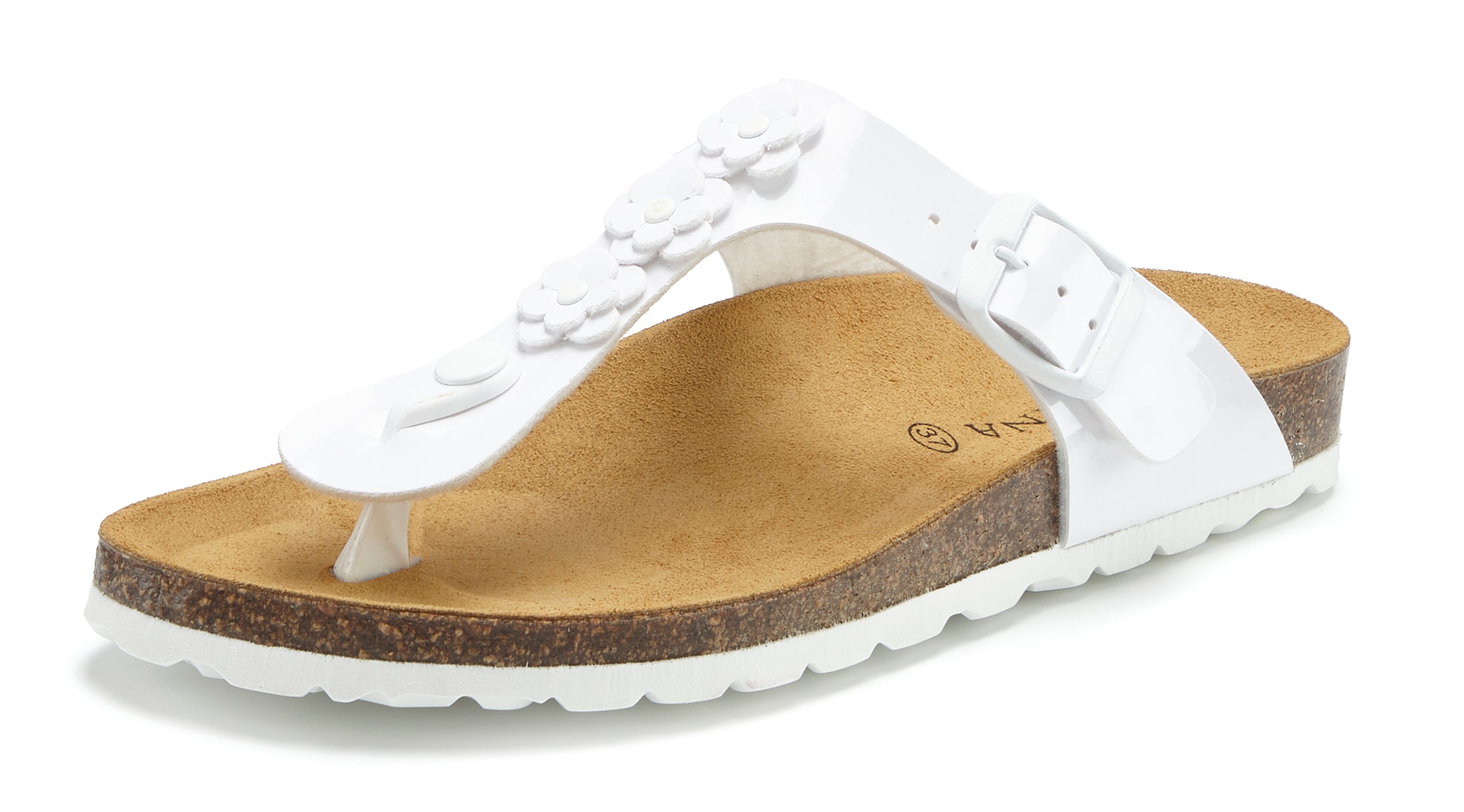 LASCANA Zehentrenner »Sandale, Pantolette, offener Schuh, Sommerschuh,«  mit komfortablem Korkfußbett