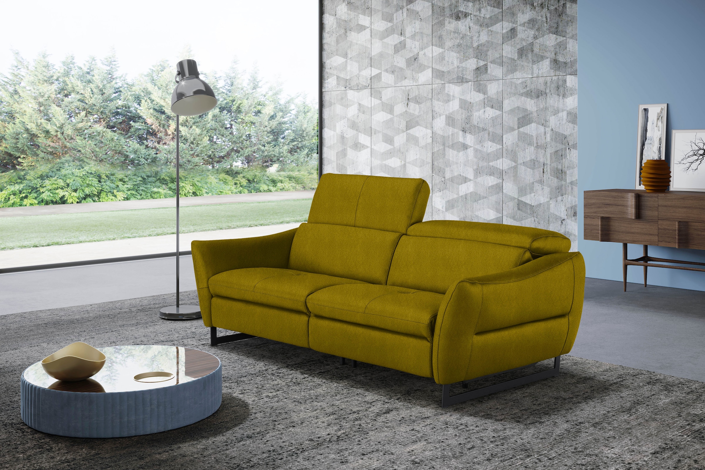 Egoitaliano 2,5-Sitzer »Dafne, elegantes Designsofa mit hohem Sitzkomfort« wahlw. mit elektrischer Relaxfunktion, Kopfteile manuell verstellbar