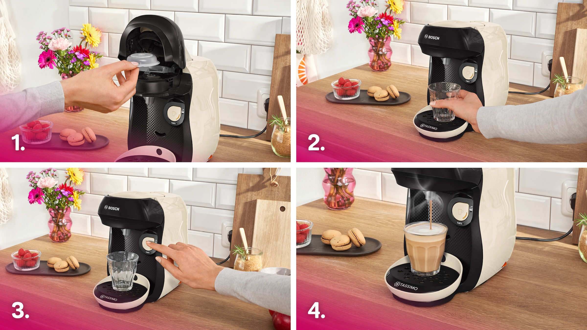 TASSIMO Kapselmaschine »happy friendly TAS107E, über 70 Getränke, platzsparend«, nachhaltig, geeignet für alle Tassen, Wassertank 0,7 L, schwarz/creme