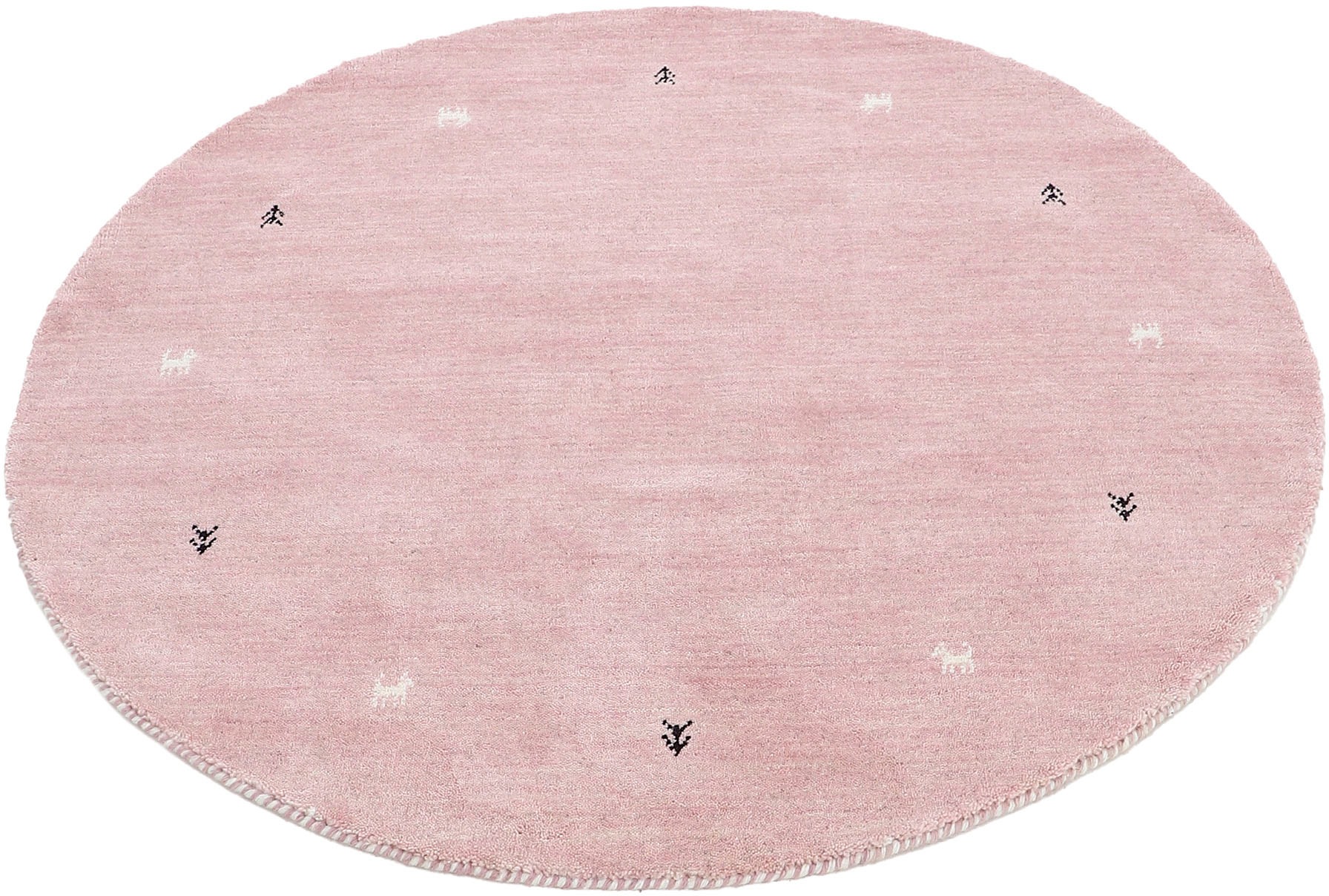 carpetfine Wollteppich »Gabbeh Uni«, rund, 15 mm Höhe, reine Wolle handgewebt, Gabbeh Tiermotiv warmes Raumklima viele Größen