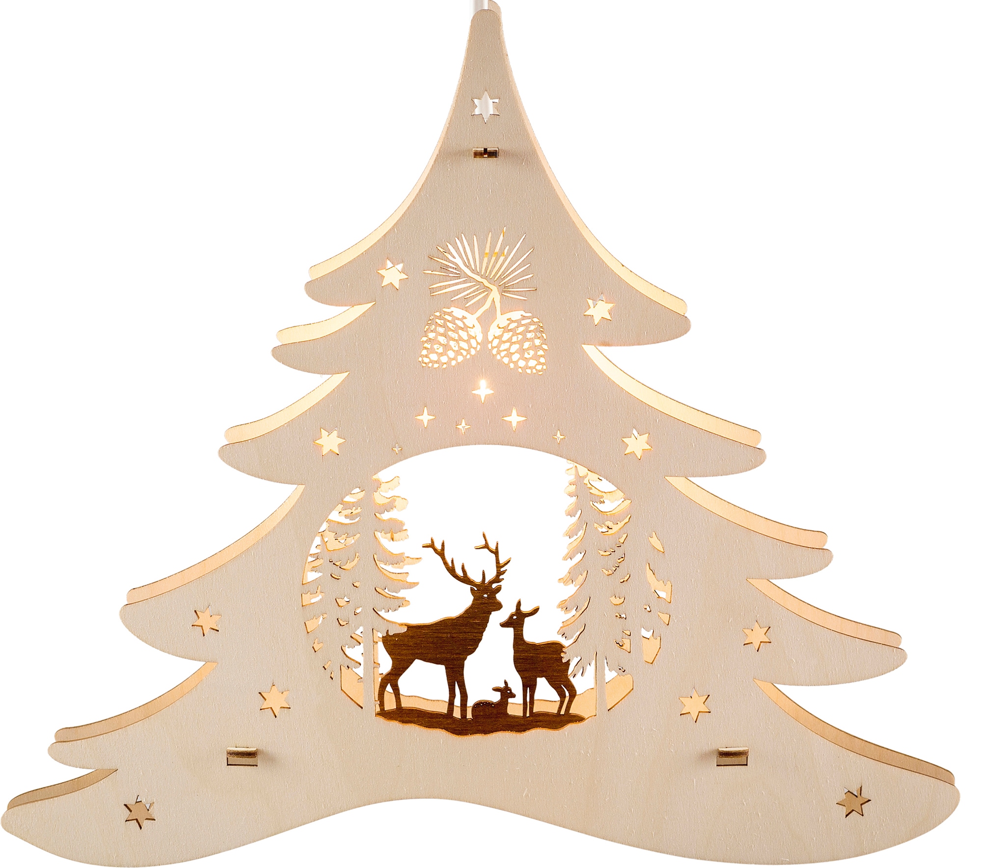 Dekolicht »Tannenbaum - Waldmotiv, Weihnachtsdeko«, 1 flammig-flammig, beleuchtetes...