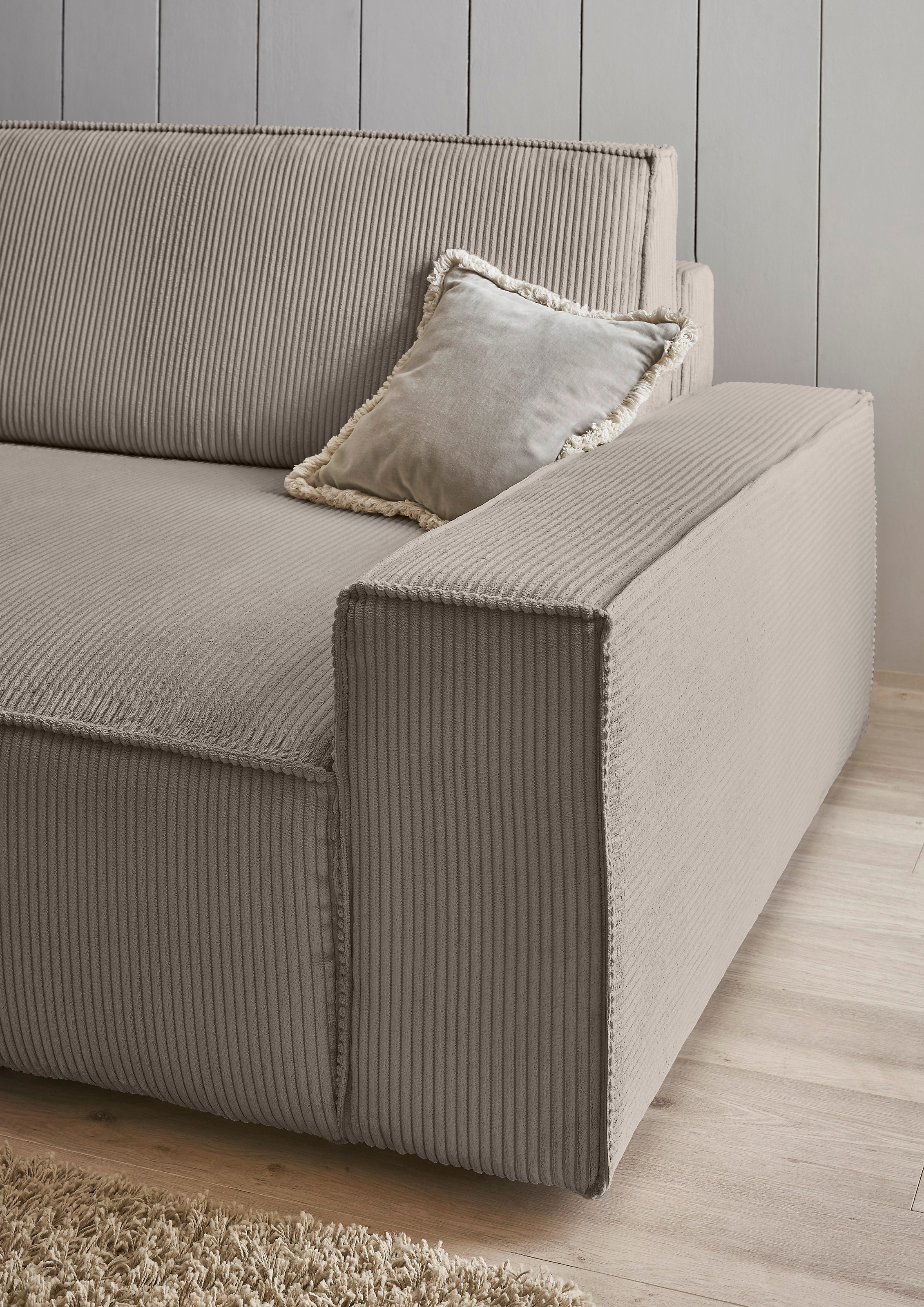 Home affaire Big-Sofa »NEU: SHERWOOD XXL, Big-Sofa (316cm), extra tiefe Sitzfläche 95 cm«, bequemer Sitzkomfort, Cord u. Leinenoptik, Kedernaht