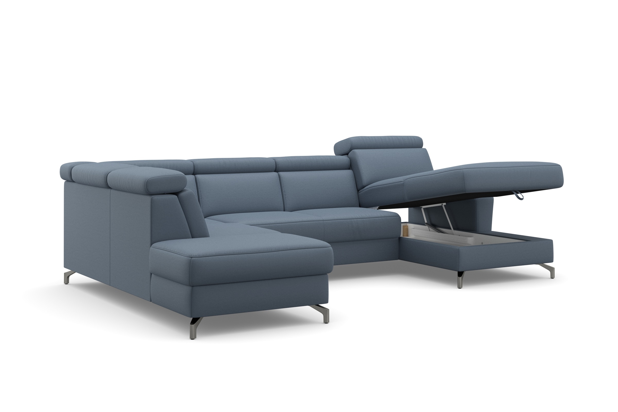 sit&more Wohnlandschaft »Scarlett U-Form«, inklusive Kopfteilverstellung, wahlweise mit Bettfunktion, Bettkasten
