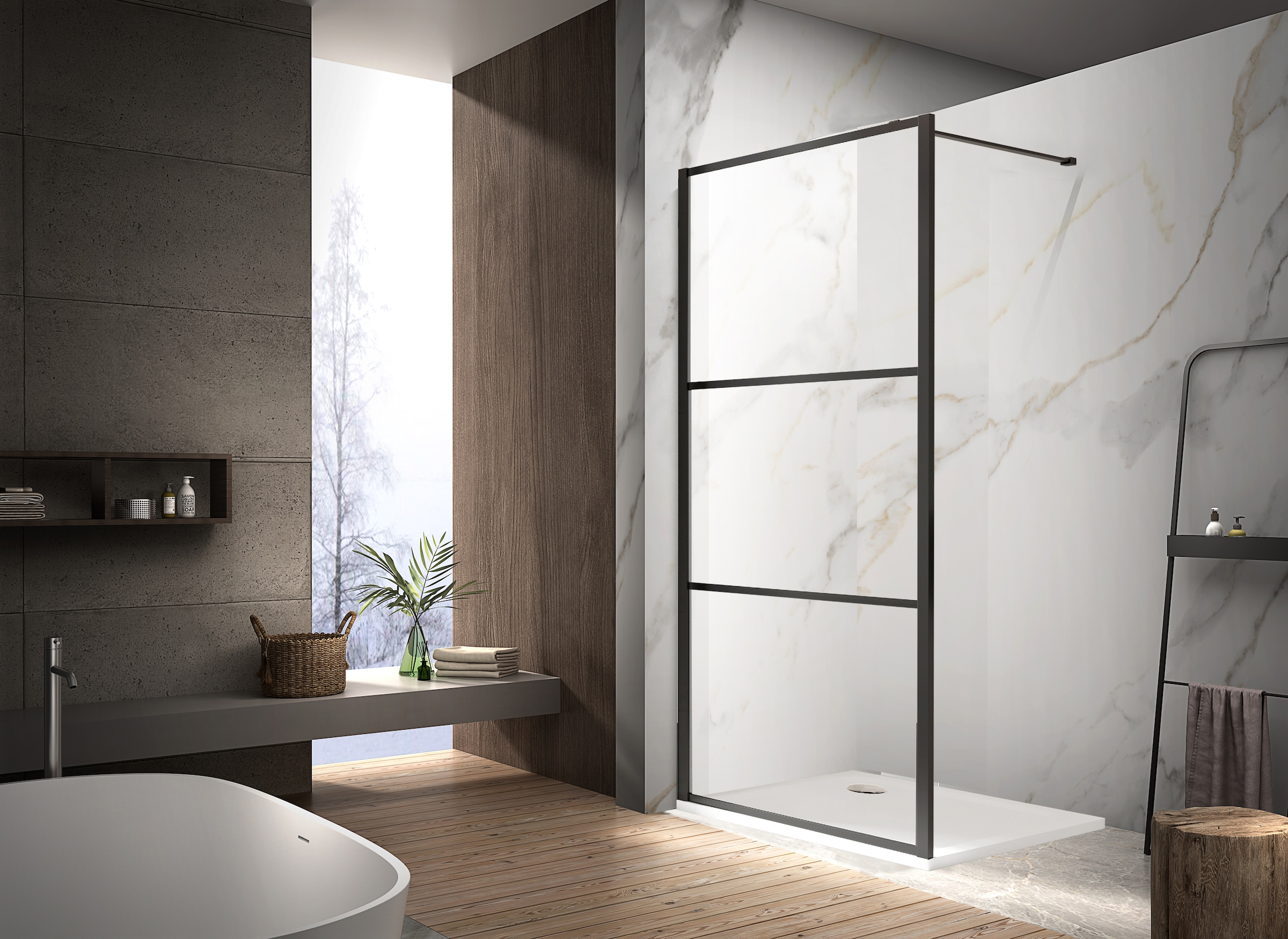 welltime Walk-in-Dusche »Black Blocks Clear«