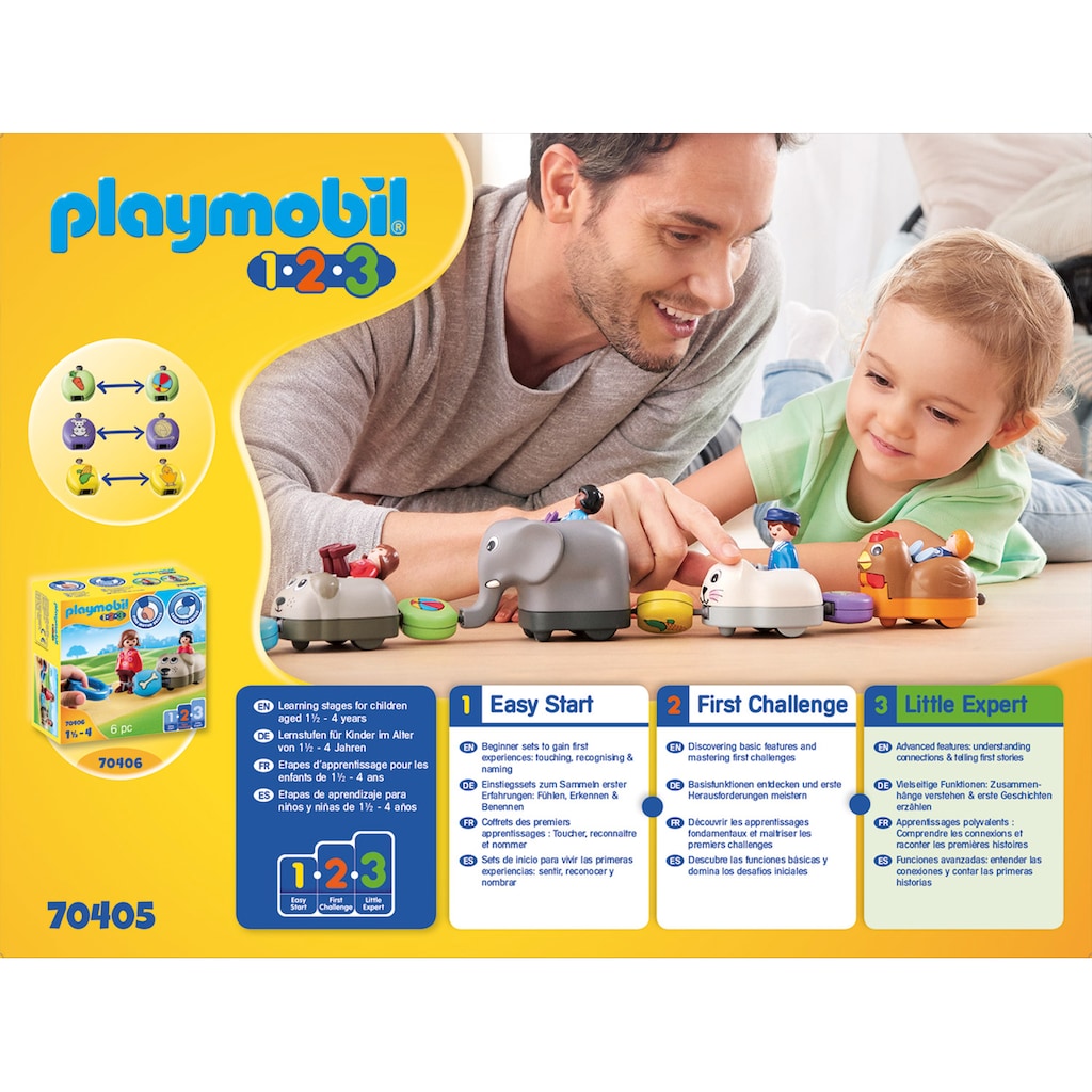 Playmobil® Konstruktions-Spielset »Mein Schiebetierzug (70405), Playmobil 1-2-3«, (9 St.)