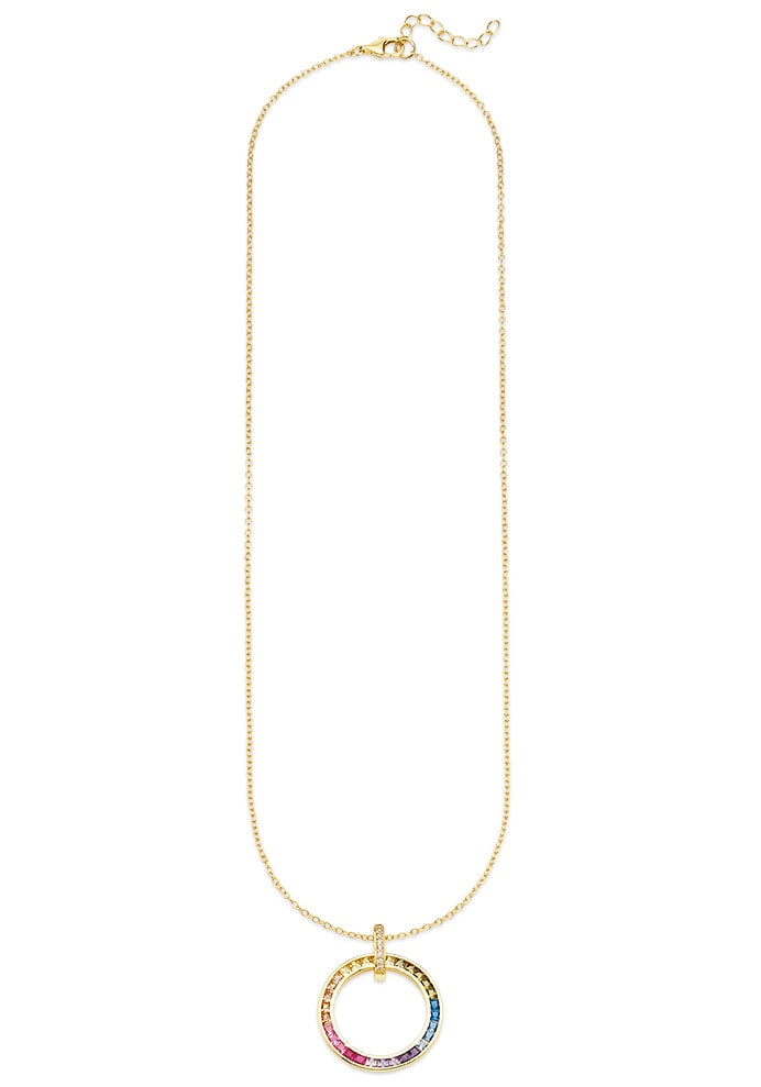 Bruno Banani Kette mit Anhänger »Schmuck Geschenk Silber 925 Halsschmuck Halskette Regenbog Gold«, mit Zirkonia (synth.)