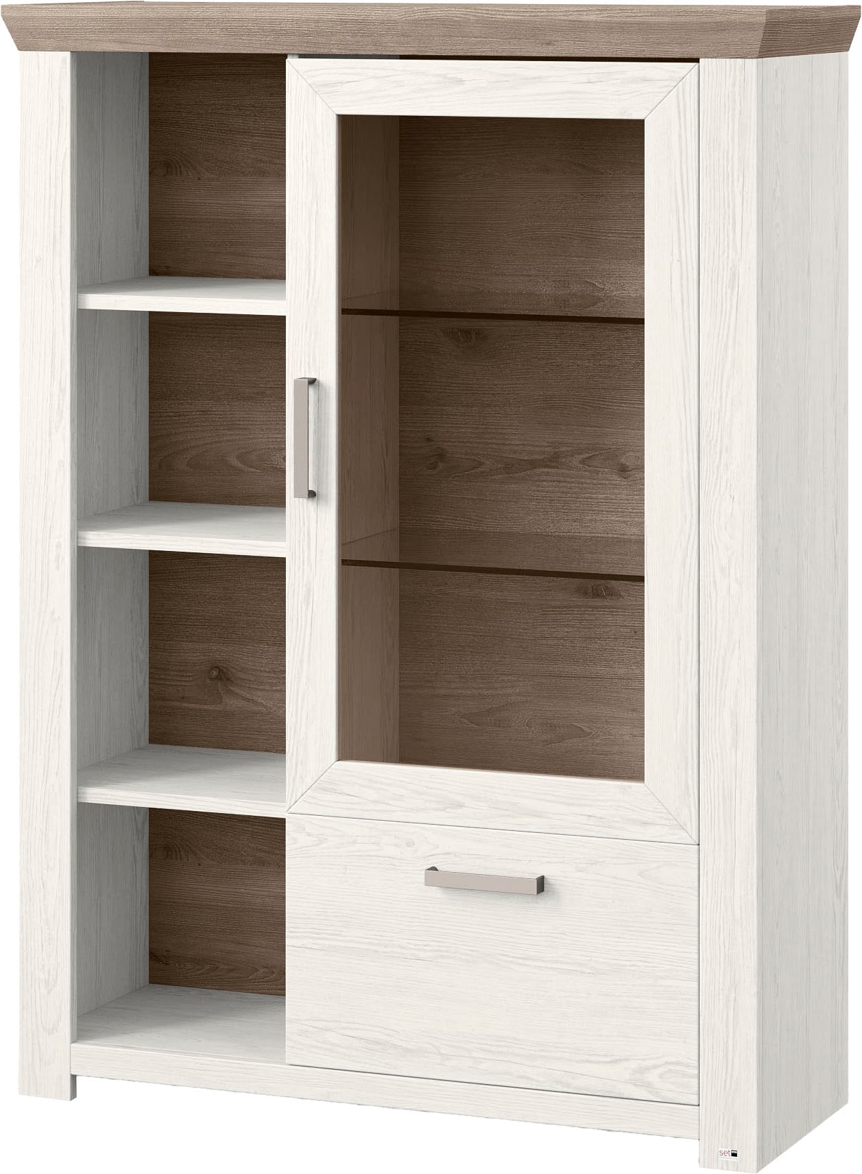 set one by Musterring Highboard »York« Typ 13 und 14, mit Glastür und Schubkasten, 3 Farbvarianten, B 105 cm